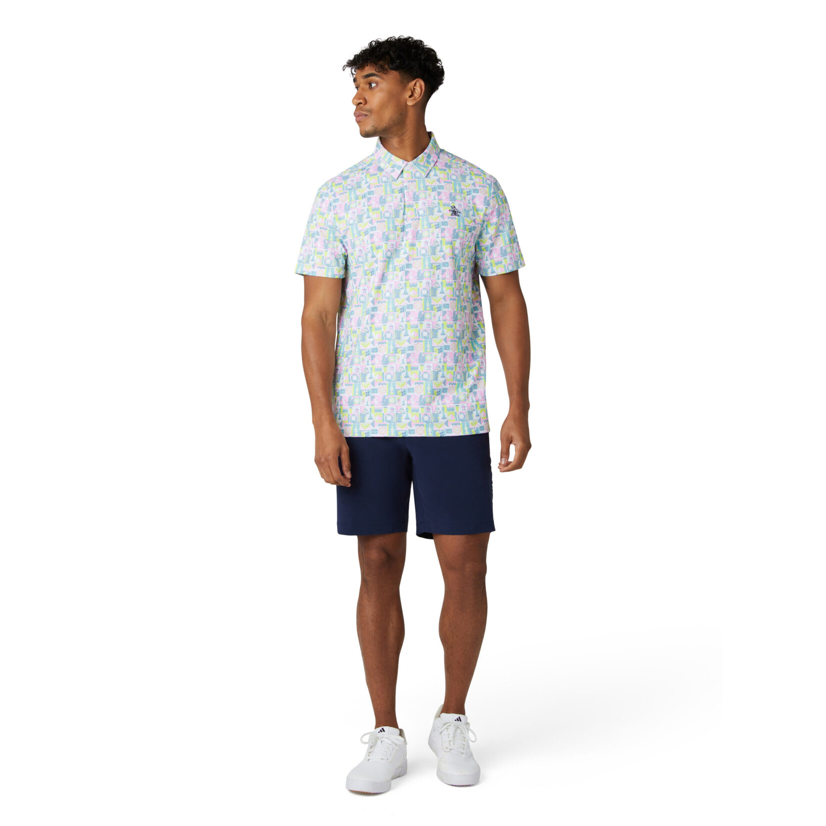 Original Penguin Original Penguin Pete's Game Grid Print Polo - Bright White