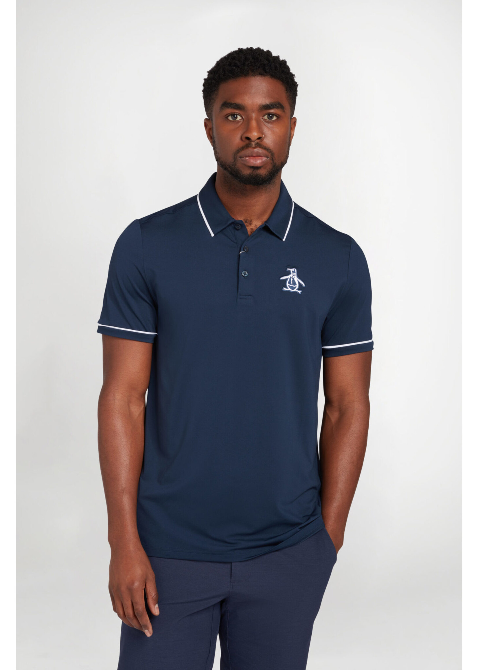 Original Penguin Original Penguin New Heritage Polo /w Large Pete Logo - Black Iris