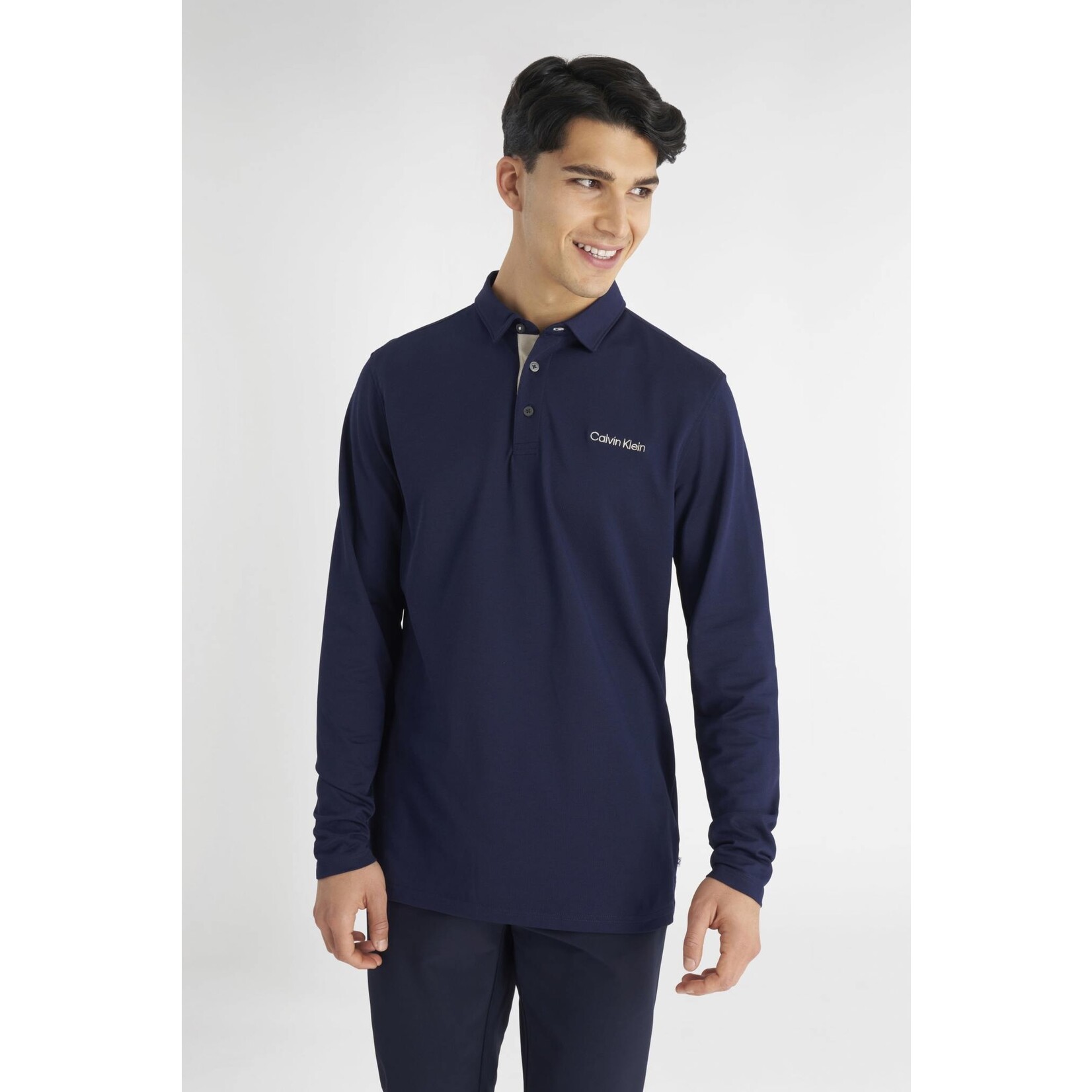 Calvin Klein Calvin Klein Medina Longsleeve Polo - Evening Blue Marl