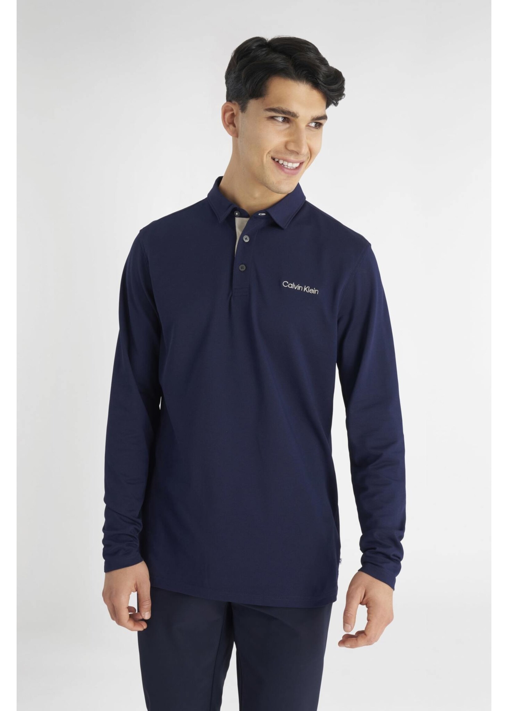 Calvin Klein Calvin Klein Medina Longsleeve Polo - Evening Blue Marl