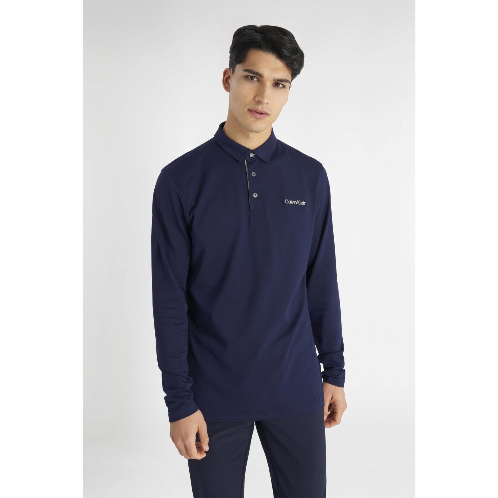 Calvin Klein Calvin Klein Medina Longsleeve Polo - Evening Blue Marl