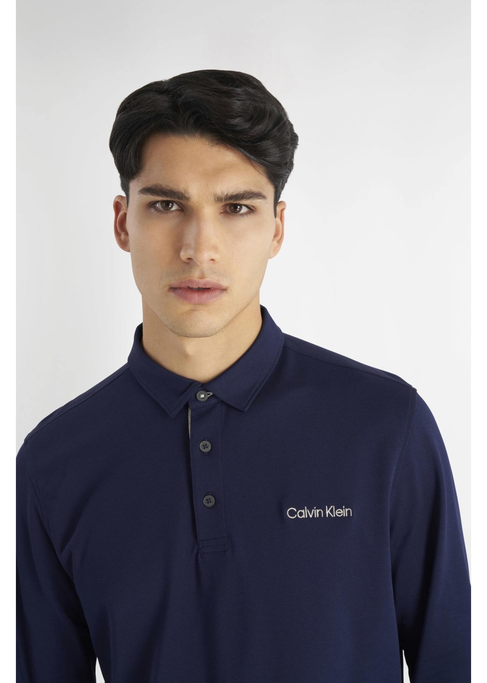 Calvin Klein Calvin Klein Medina Longsleeve Polo - Evening Blue Marl