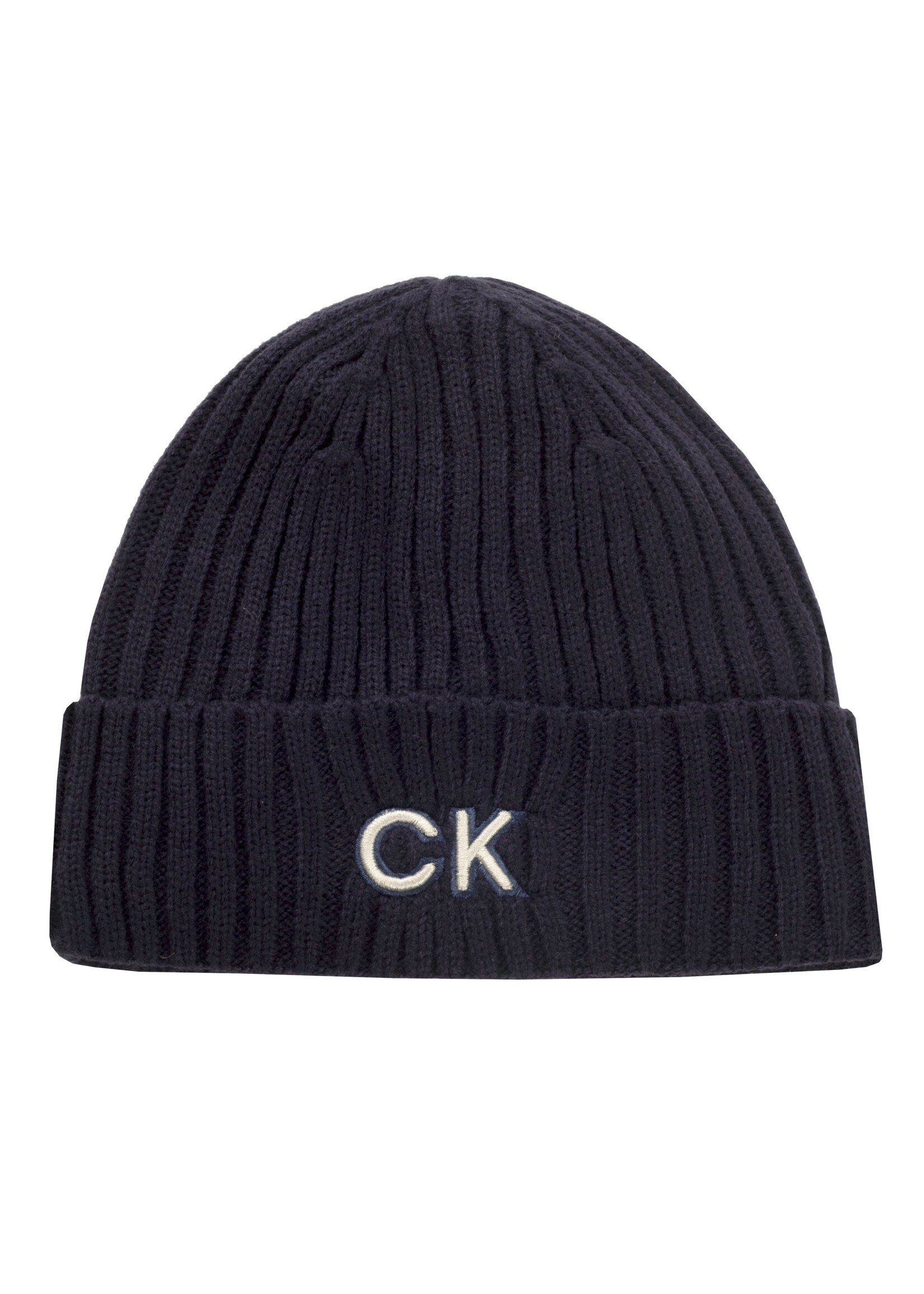 Calvin Klein Calvin Klein Ribbed Knit Beanie HD Embroided - Evening Blue