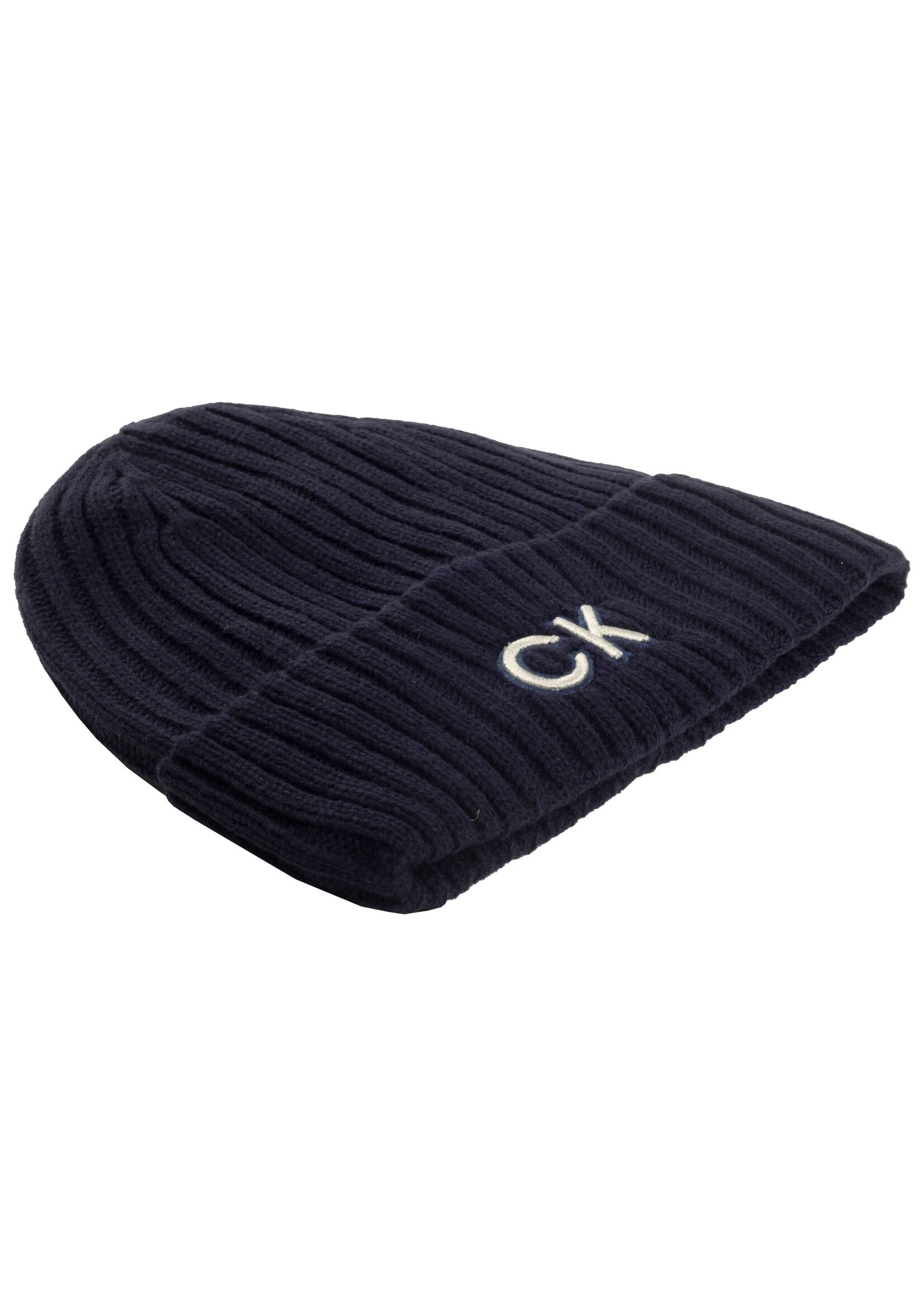 Calvin Klein Calvin Klein Ribbed Knit Beanie HD Embroided - Evening Blue