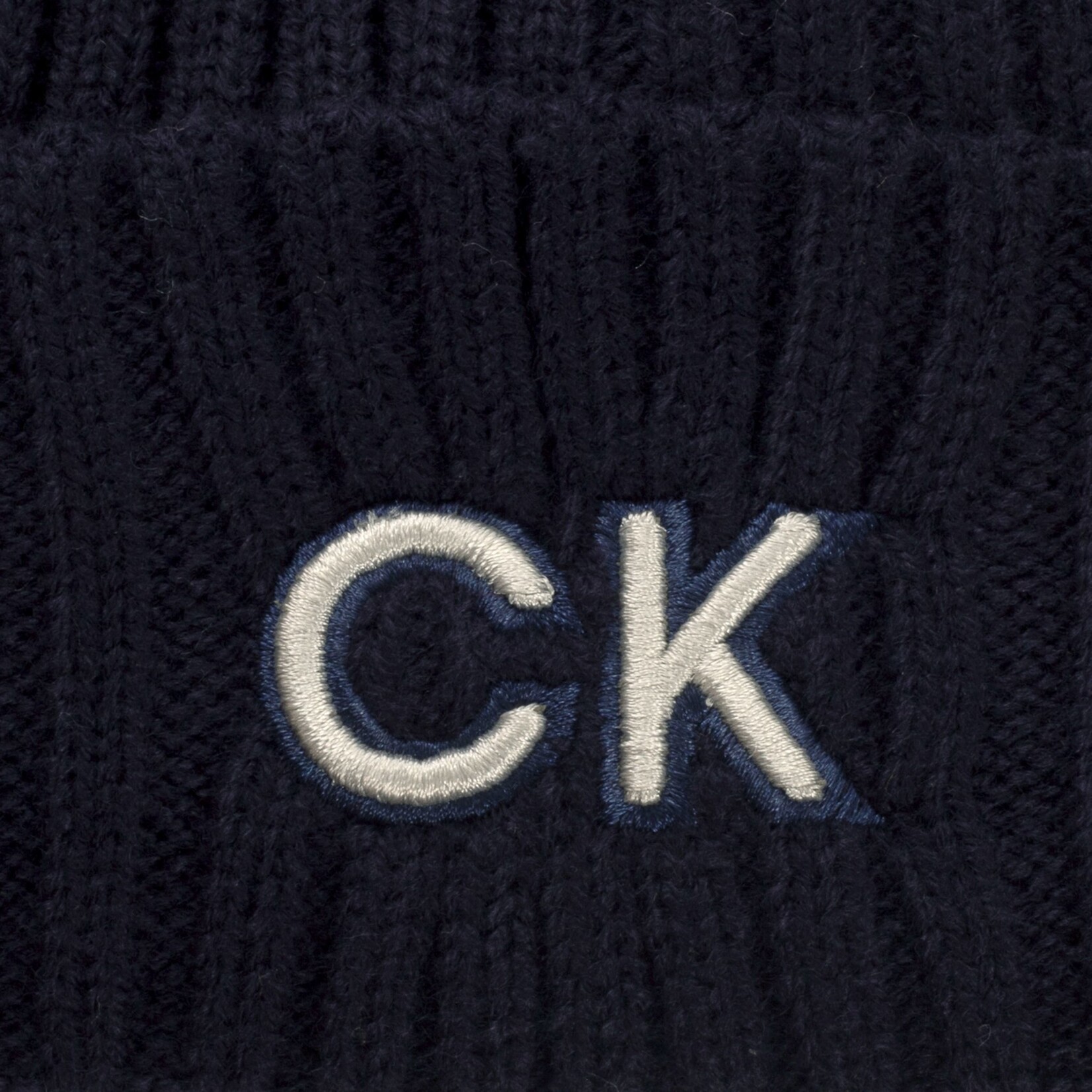 Calvin Klein Calvin Klein Ribbed Knit Beanie HD Embroided - Evening Blue