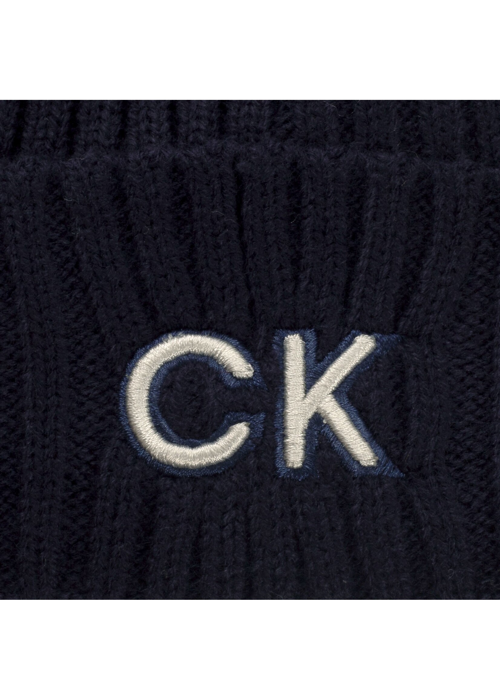Calvin Klein Calvin Klein Ribbed Knit Beanie HD Embroided - Evening Blue