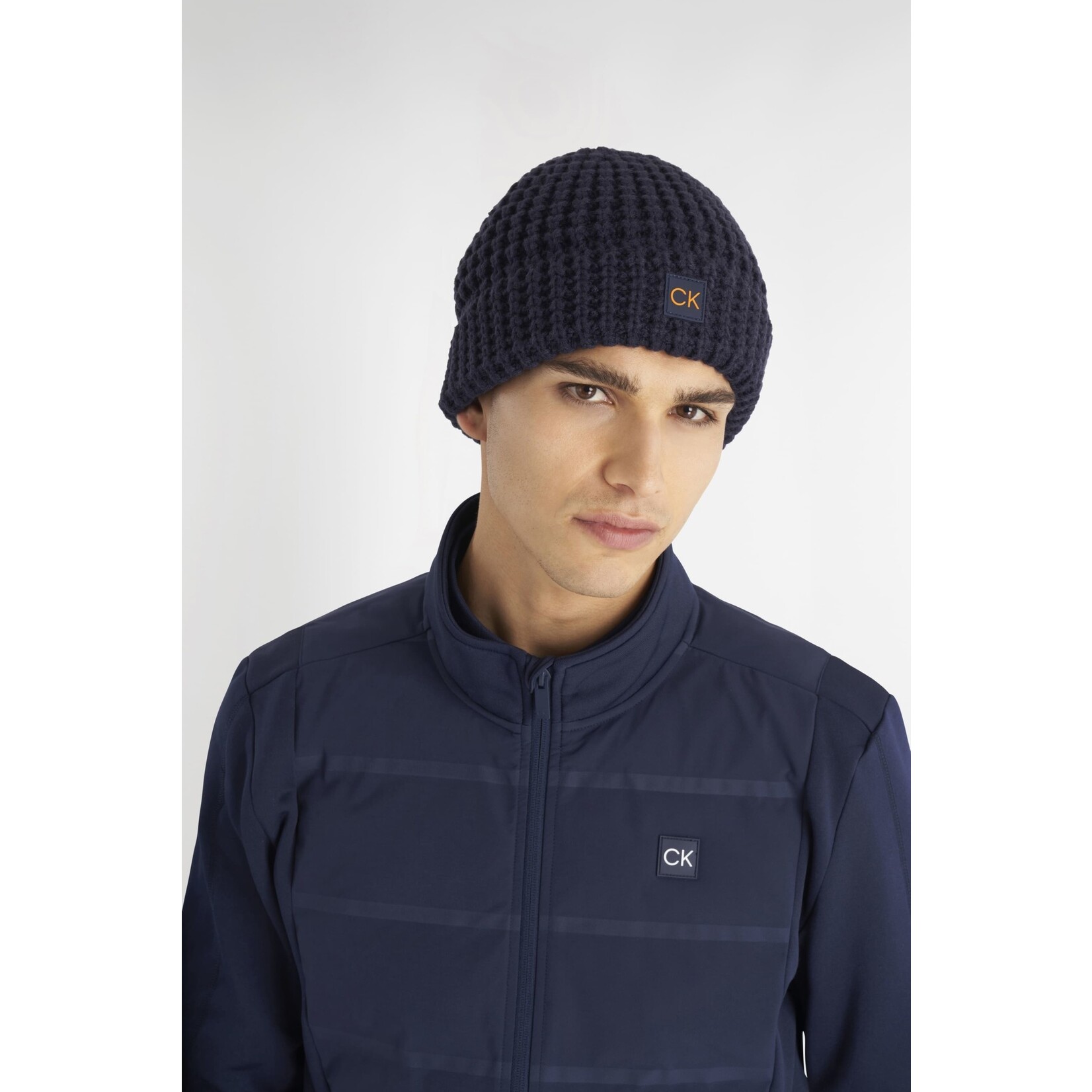 Calvin Klein Calvin Klein Chunky Knit Beanie with Badge - Evening Blue