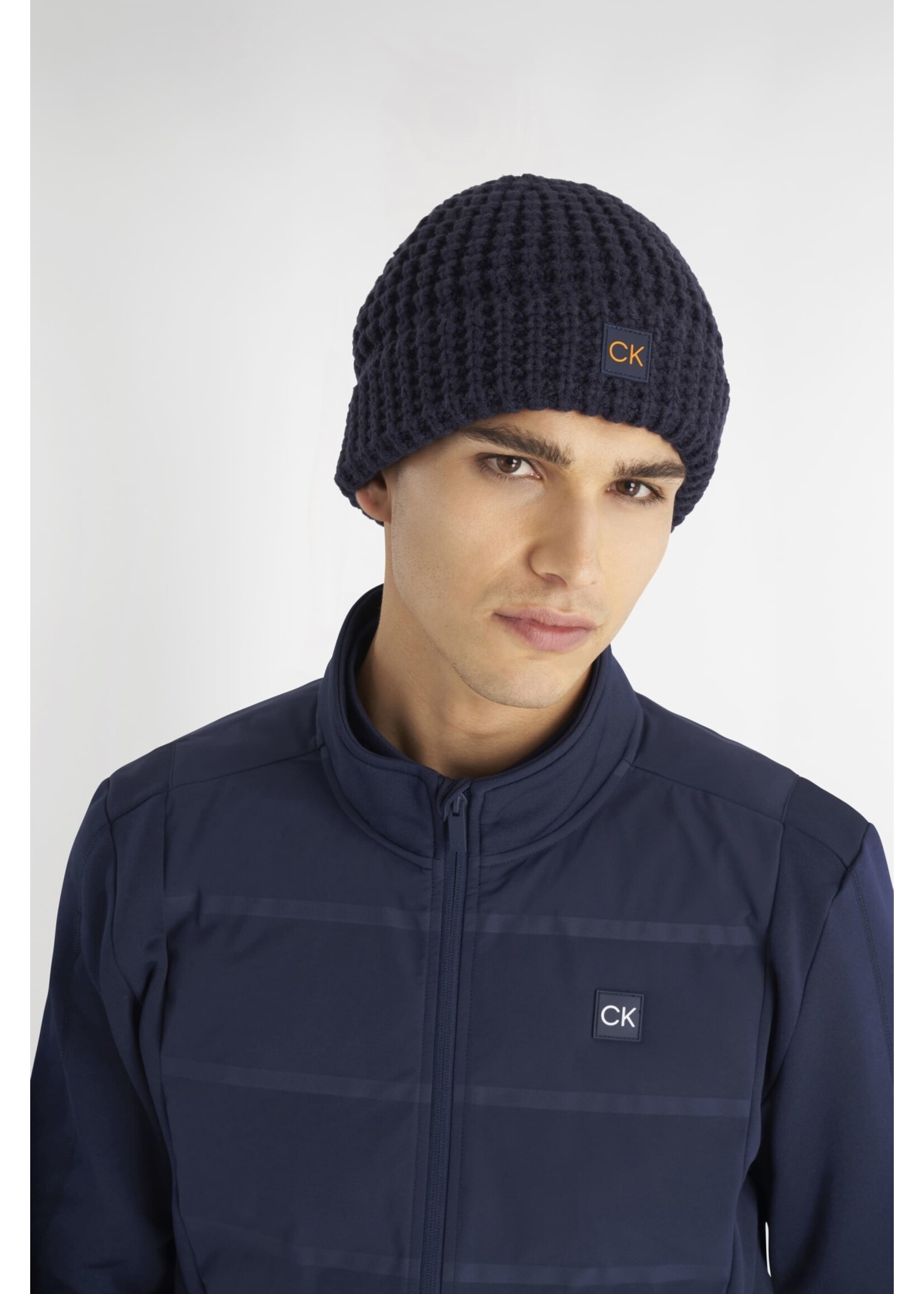Calvin Klein Calvin Klein Chunky Knit Beanie with Badge - Evening Blue