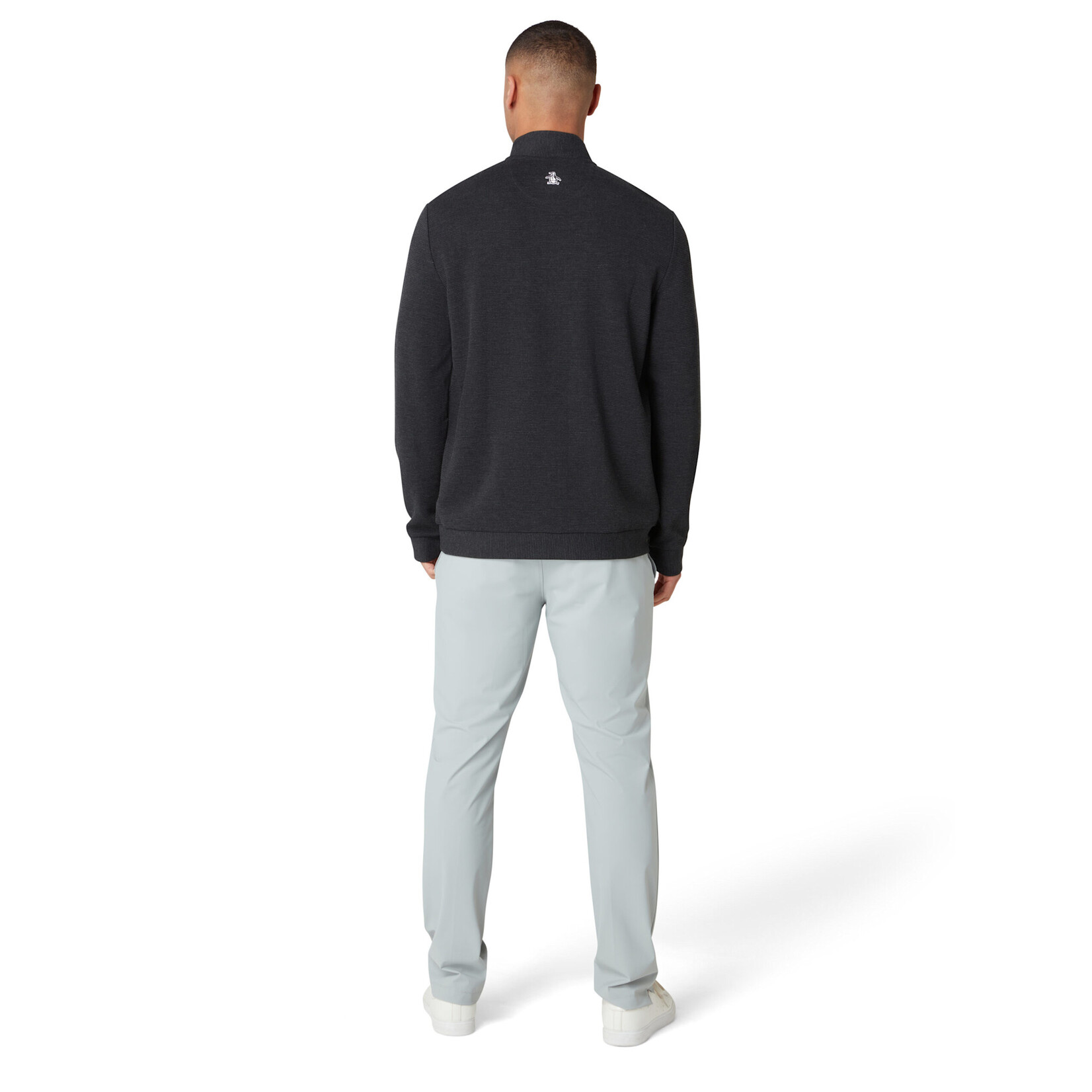 Original Penguin Original Penguin Long Sleeve Ottoman ¼ Zip Jacket - Dark Caviar Heather