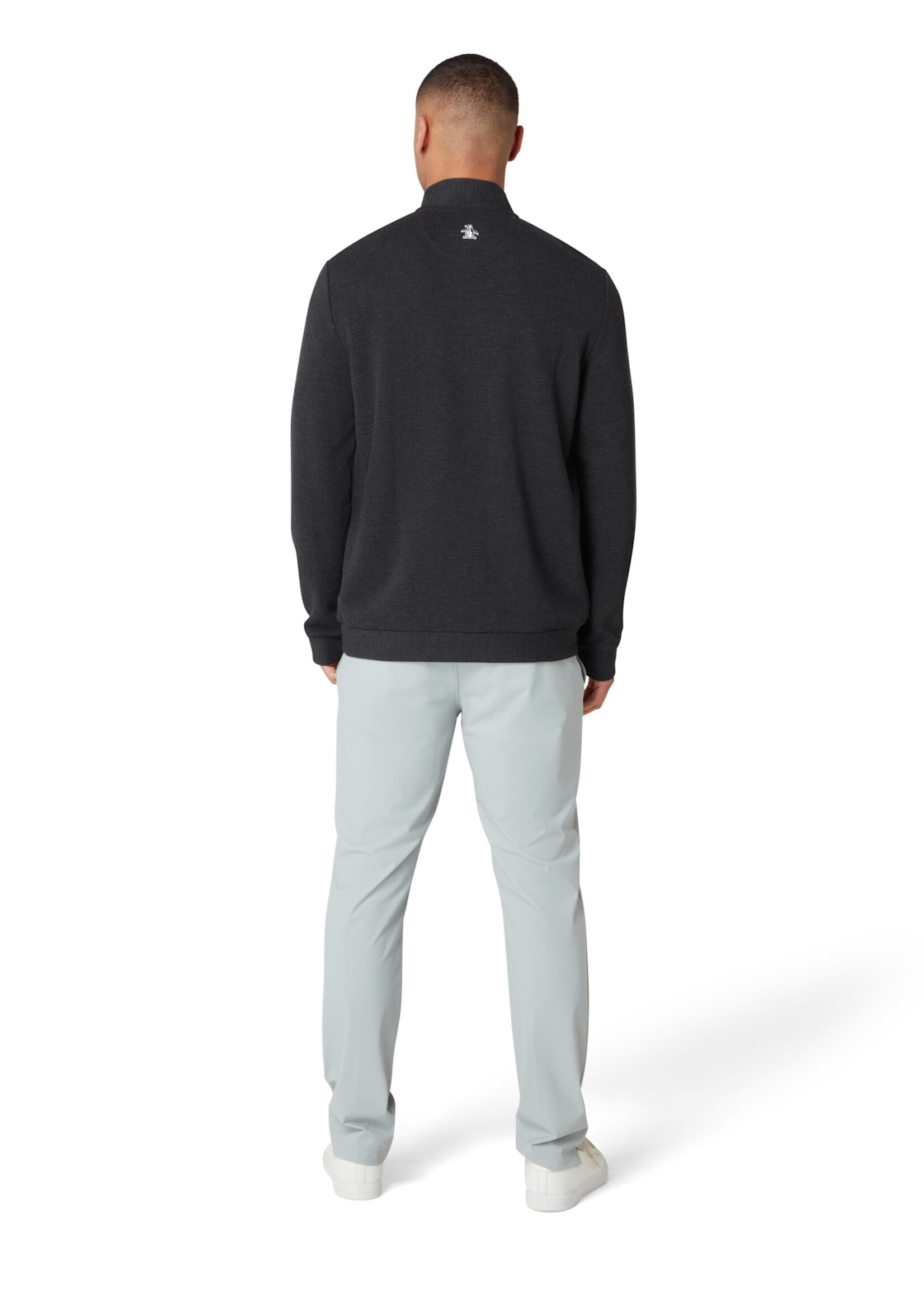 Original Penguin Original Penguin Long Sleeve Ottoman ¼ Zip Jacket - Dark Caviar Heather