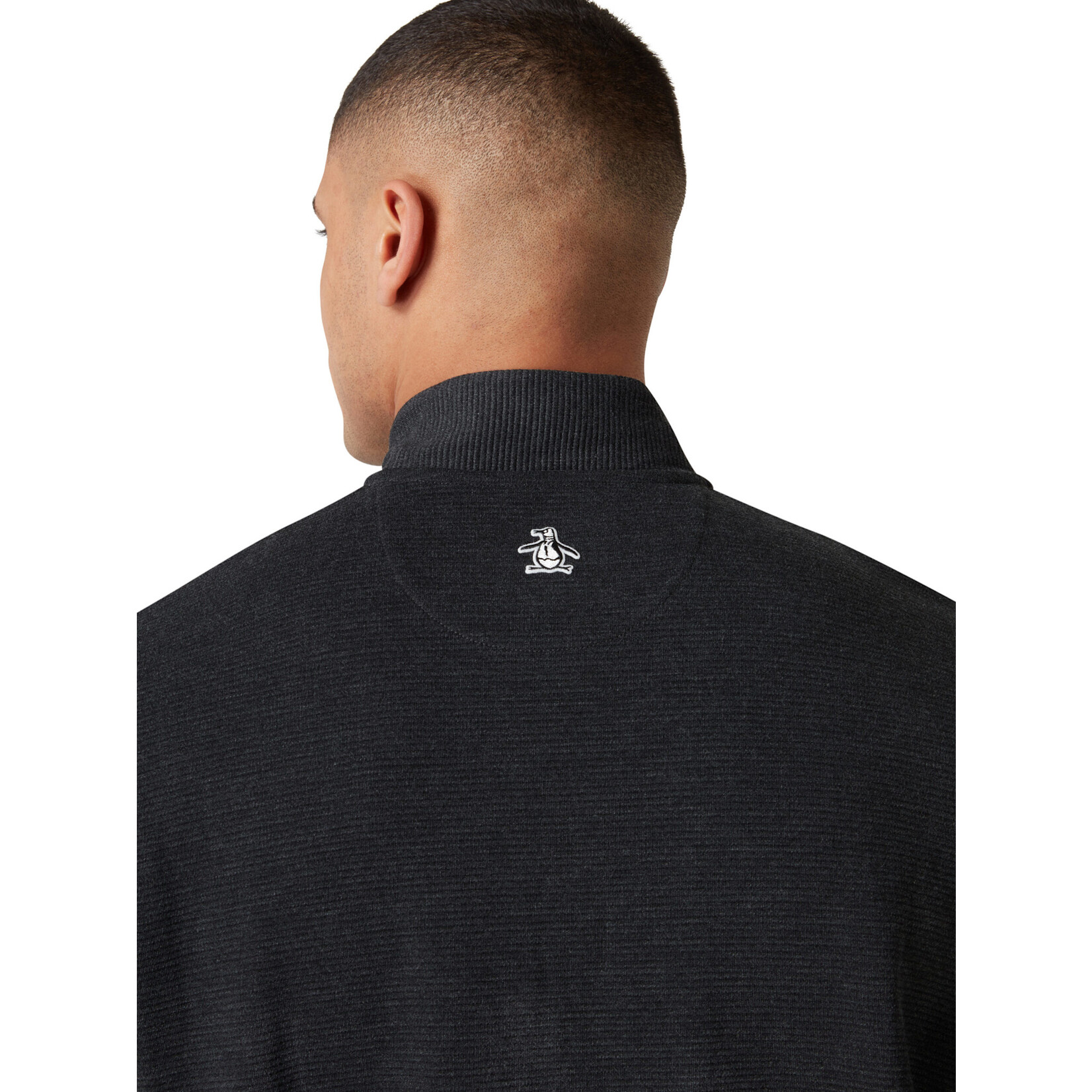 Original Penguin Original Penguin Long Sleeve Ottoman ¼ Zip Jacket - Dark Caviar Heather