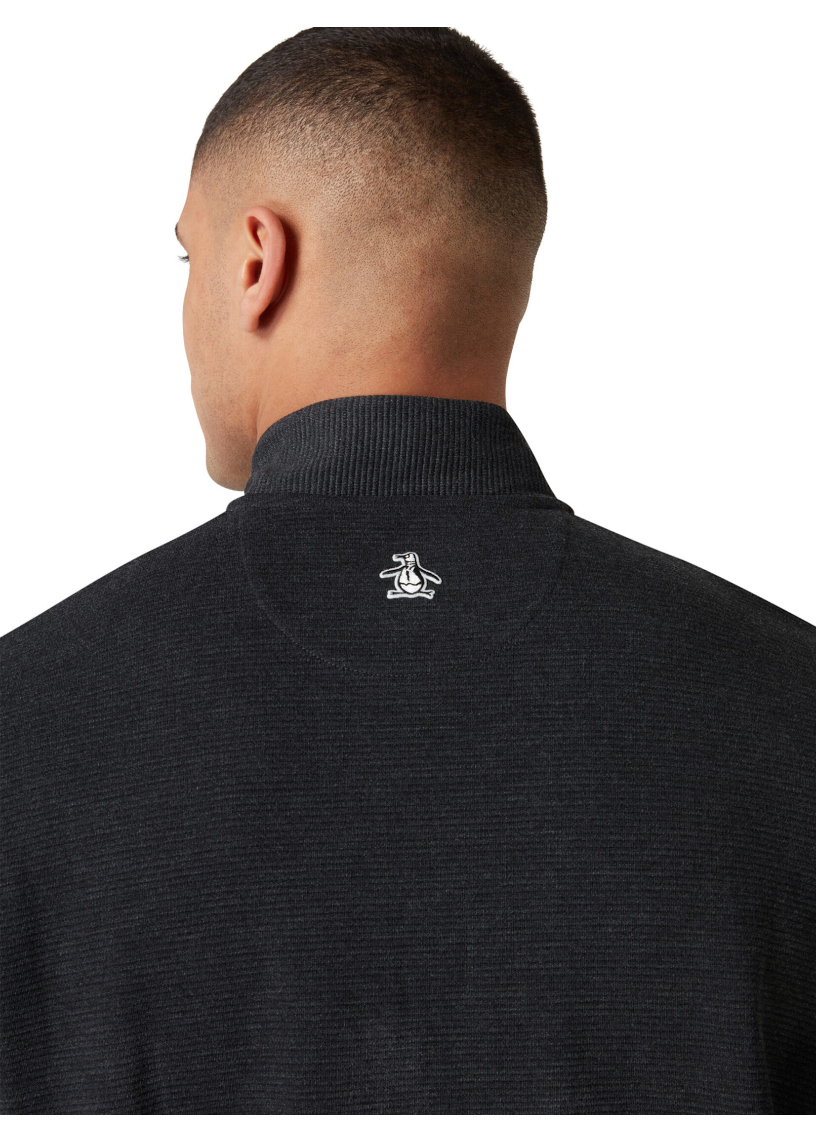 Original Penguin Original Penguin Long Sleeve Ottoman ¼ Zip Jacket - Dark Caviar Heather