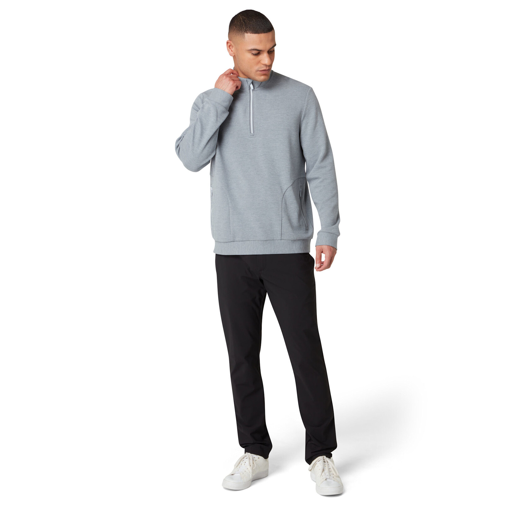 Original Penguin Copy of Original Penguin Long Sleeve Ottoman ¼ Zip Jacket - Dark Caviar Heather
