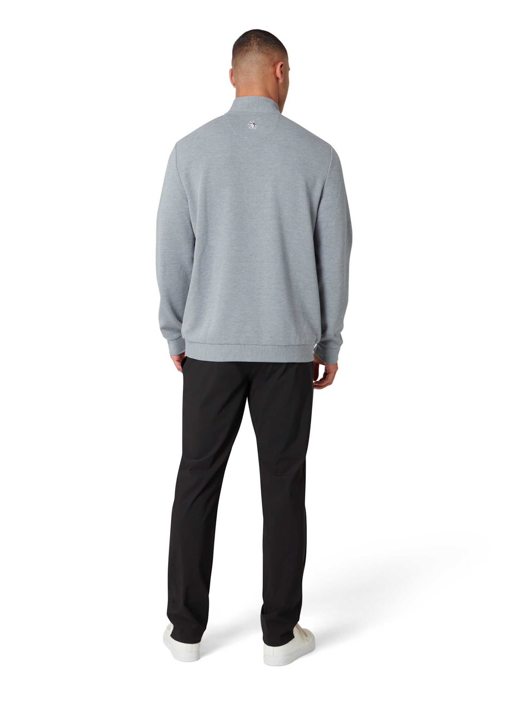 Original Penguin Copy of Original Penguin Long Sleeve Ottoman ¼ Zip Jacket - Dark Caviar Heather
