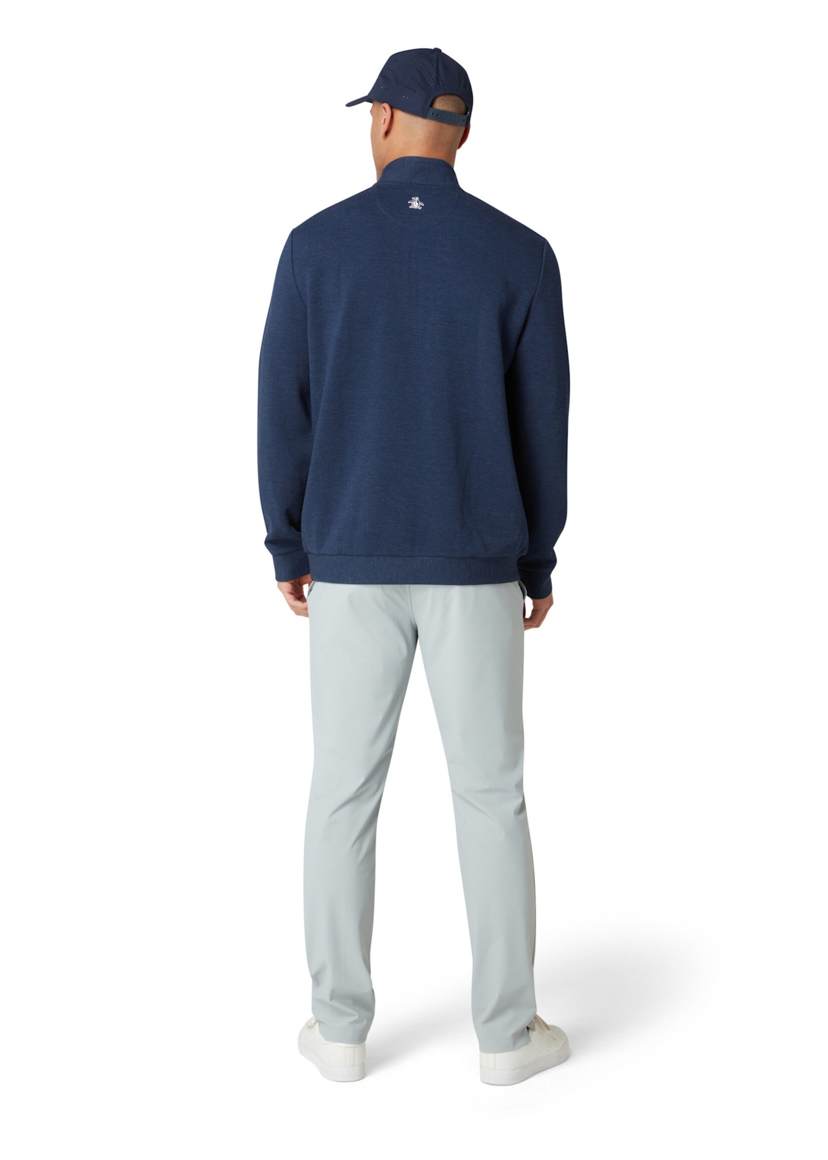 Original Penguin Original Penguin Long Sleeve Ottoman ¼ Zip Jacket - Black Iris Bijou Heather