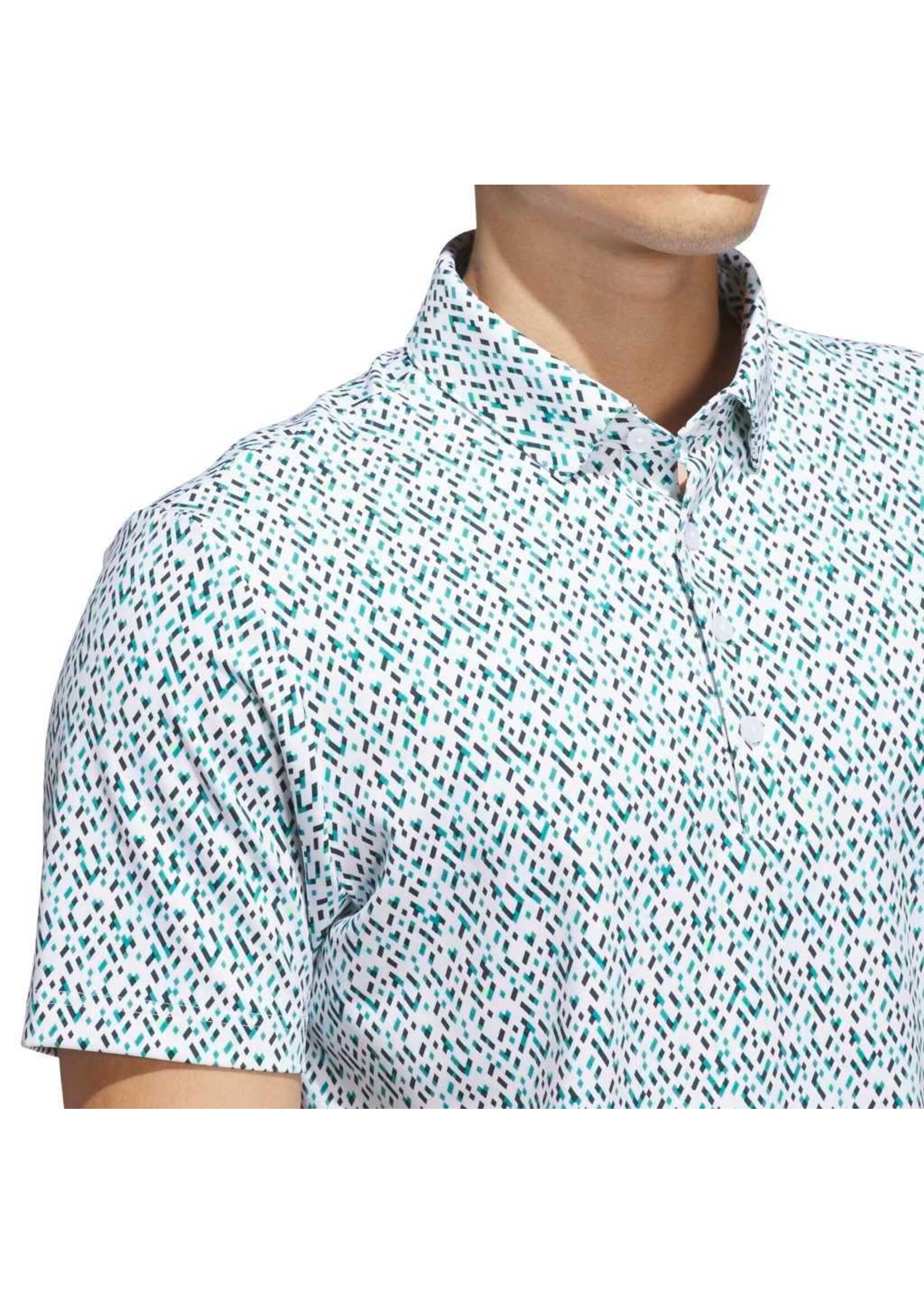 Adidas Adidas - Ultimate365 Micro Argyle Polo Shirt - Wit/Groen (White/Pure Teal)