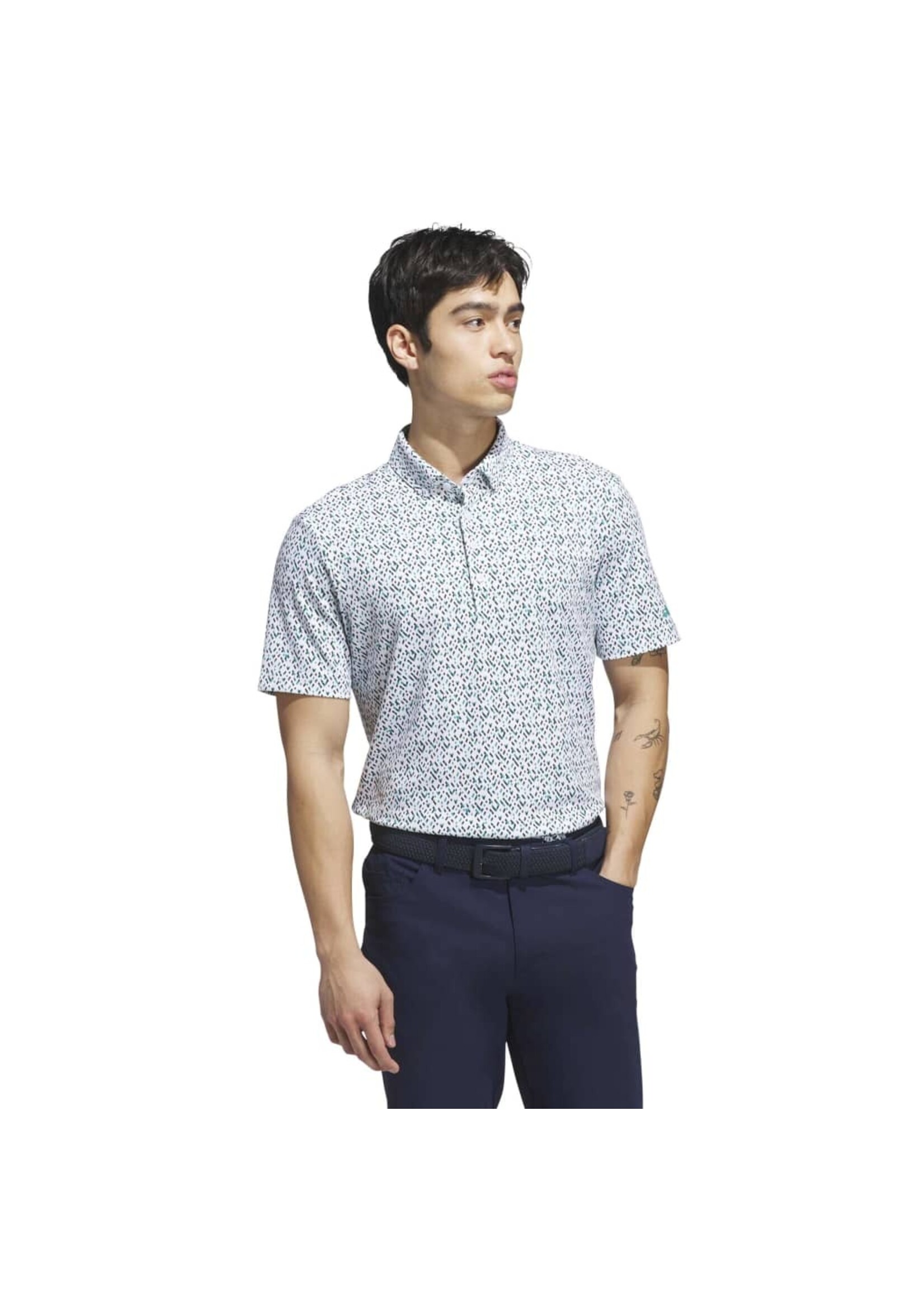 Adidas Adidas - Ultimate365 Micro Argyle Polo Shirt - Wit/Groen (White/Pure Teal)