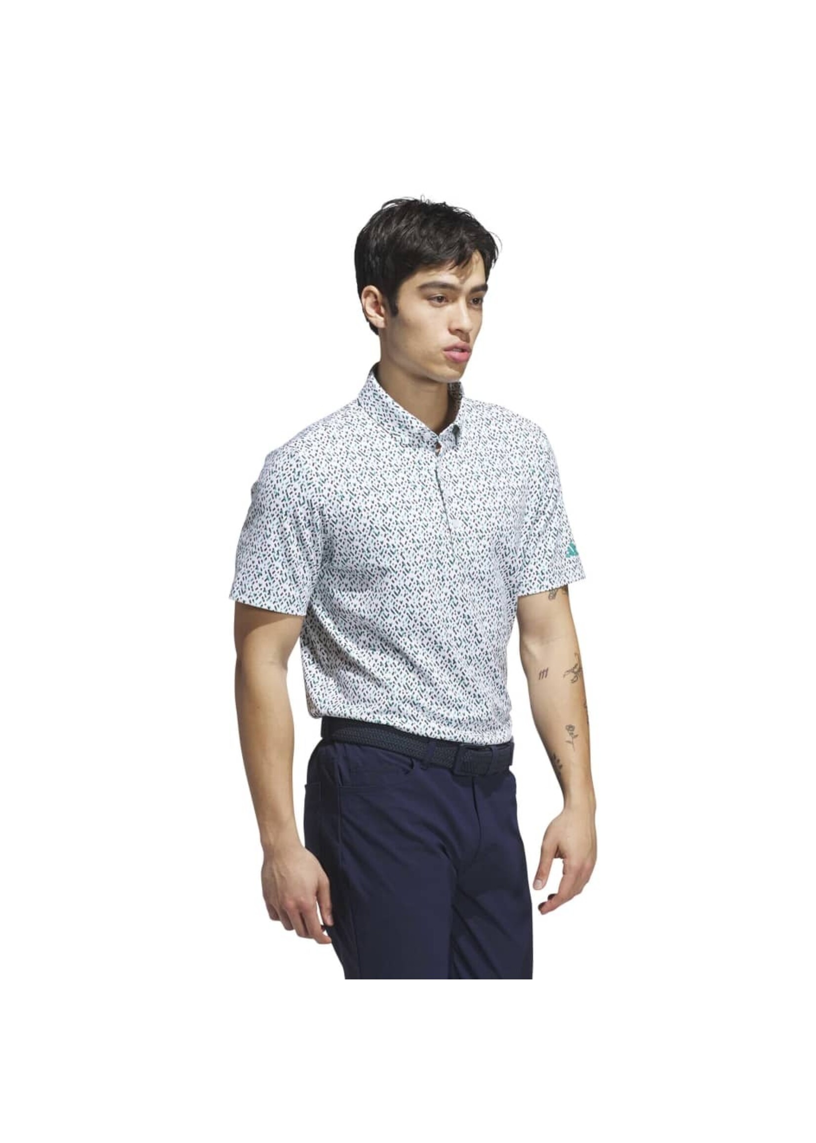 Adidas Adidas - Ultimate365 Micro Argyle Polo Shirt - Wit/Groen (White/Pure Teal)