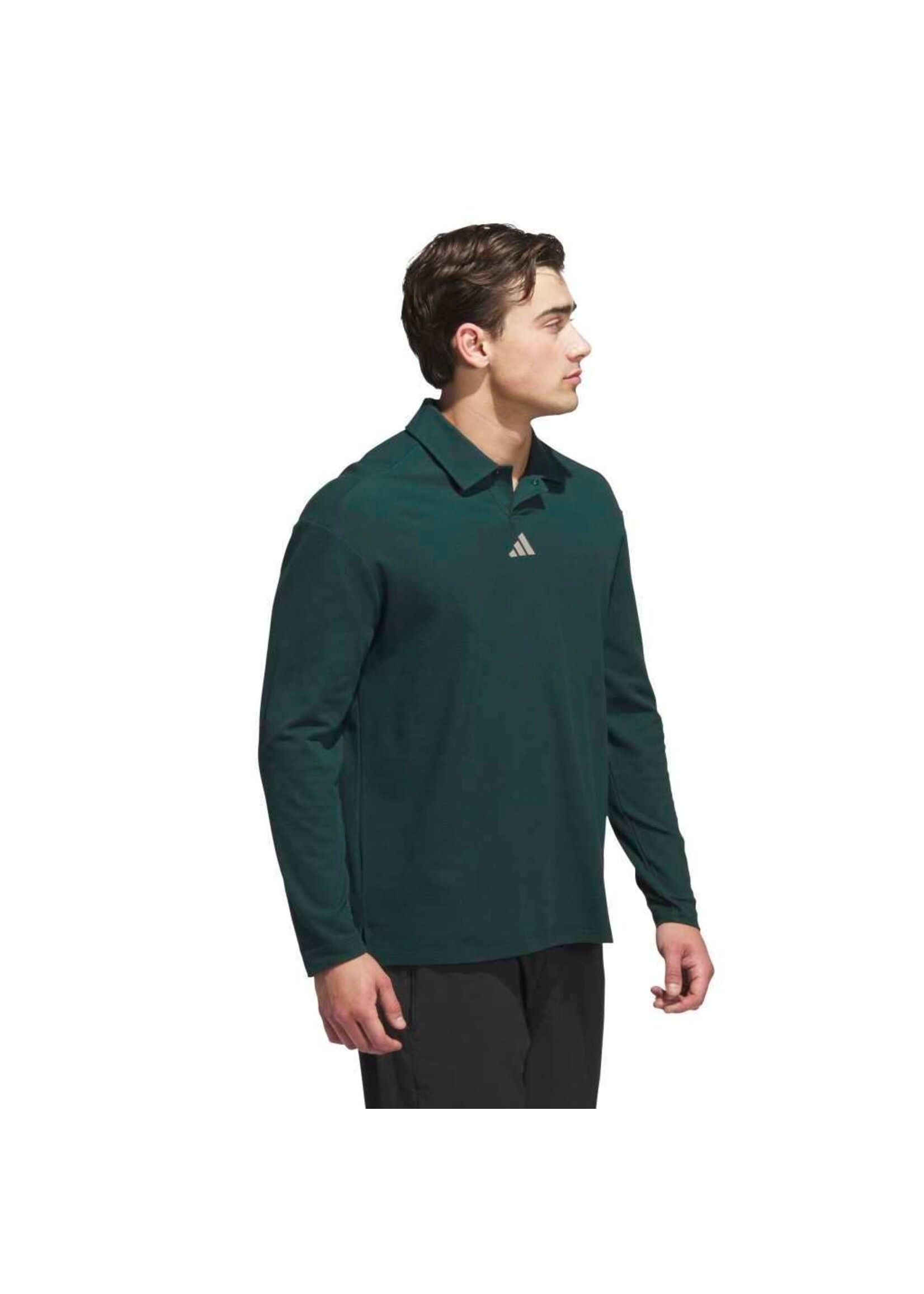 Adidas Adidas - Beyond Long Sleeve Loose Fit Polo Shirt - Groen (Aurora Ivy)