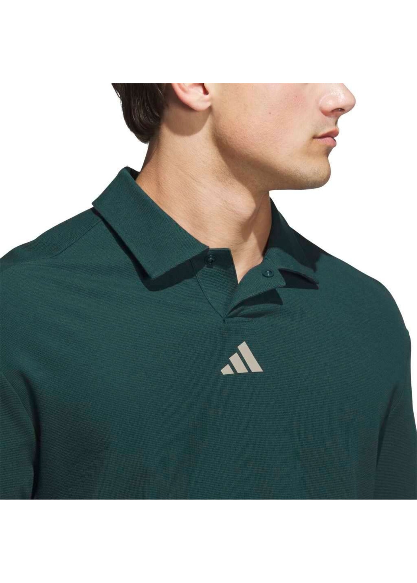 Adidas Adidas - Beyond Long Sleeve Loose Fit Polo Shirt - Groen (Aurora Ivy)