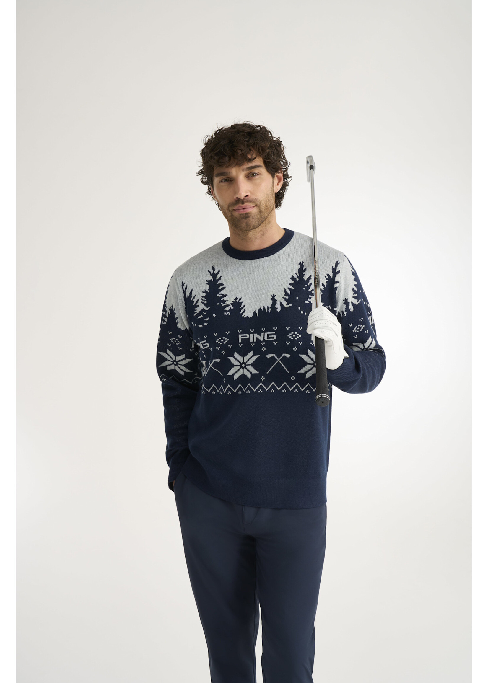 Ping PING Christmas Jumper Oxford Blue/Pearl Grey