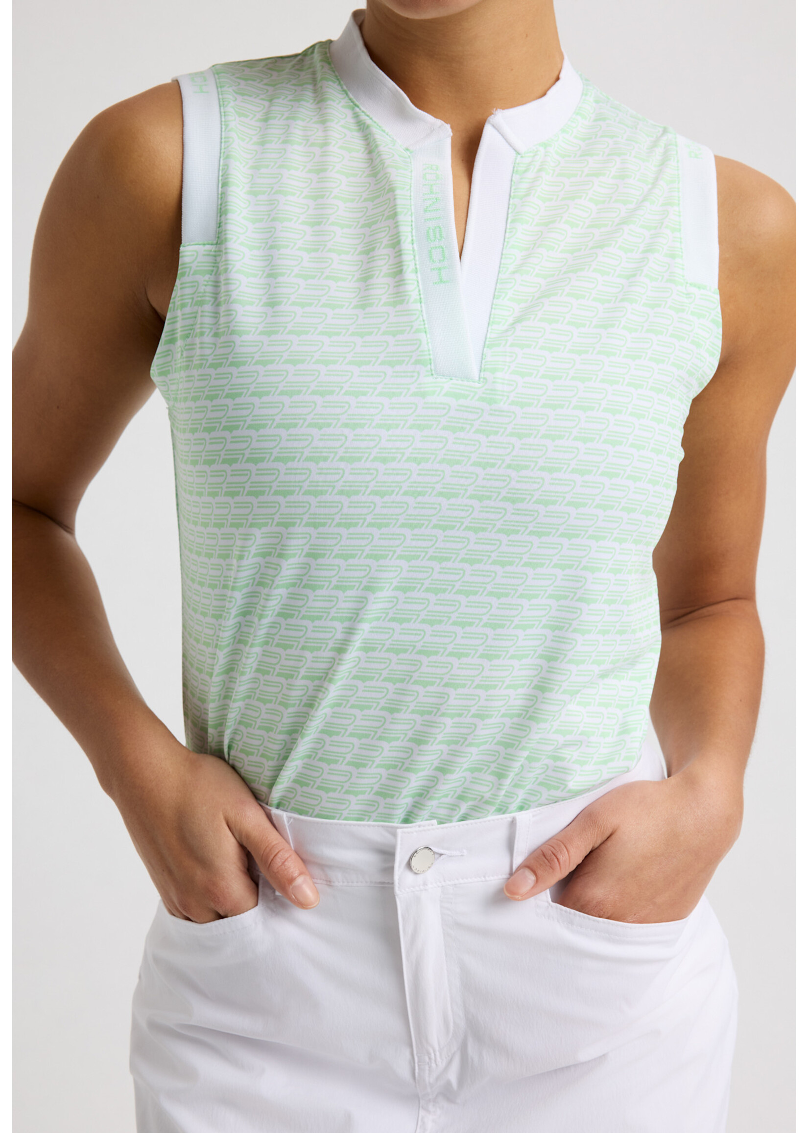 Rohnisch Rohnisch Abby Sleeveless Top - Mongram Green Ash S