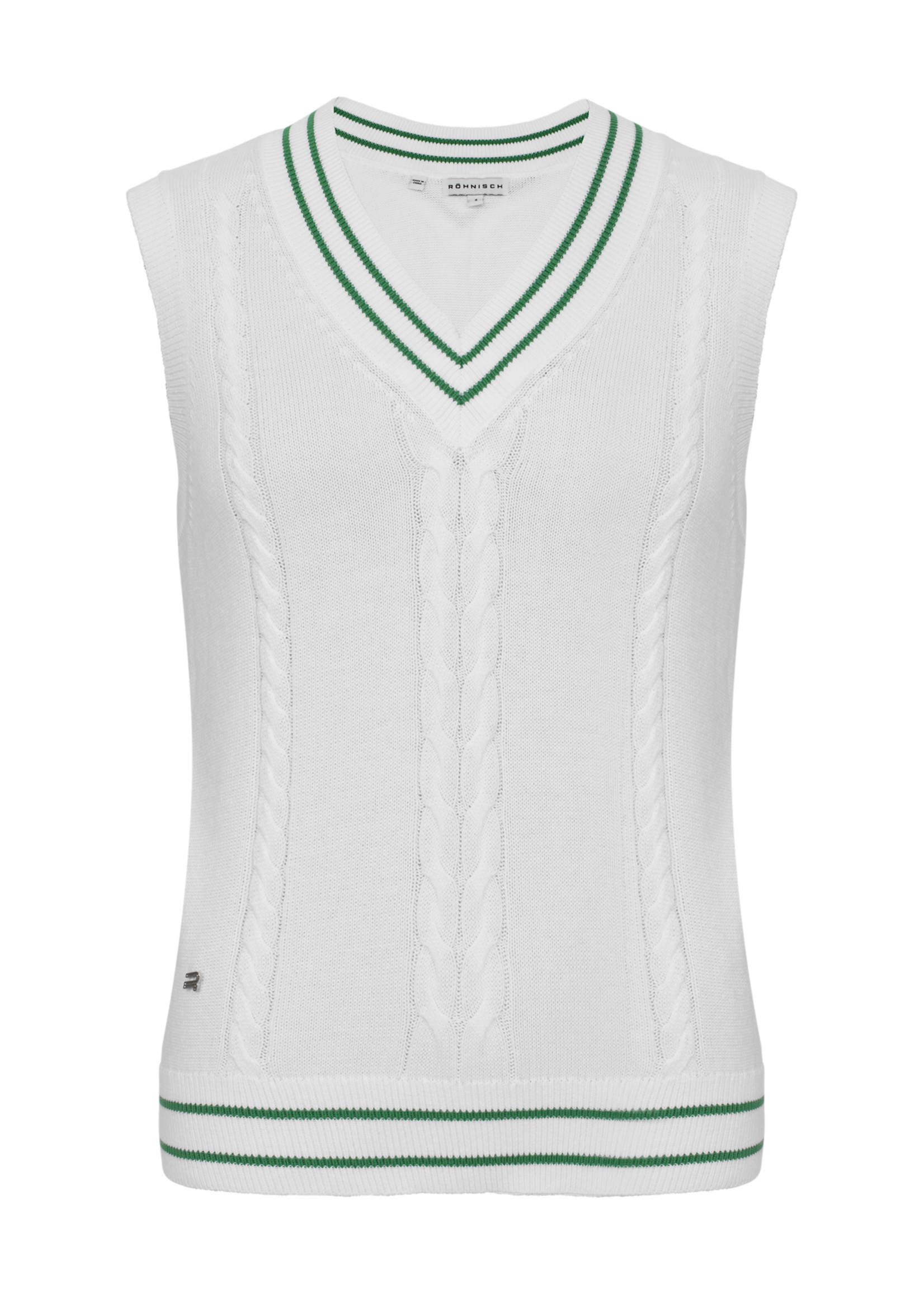 Rohnisch Rohnisch - Cotton Cable Vest - White/Green