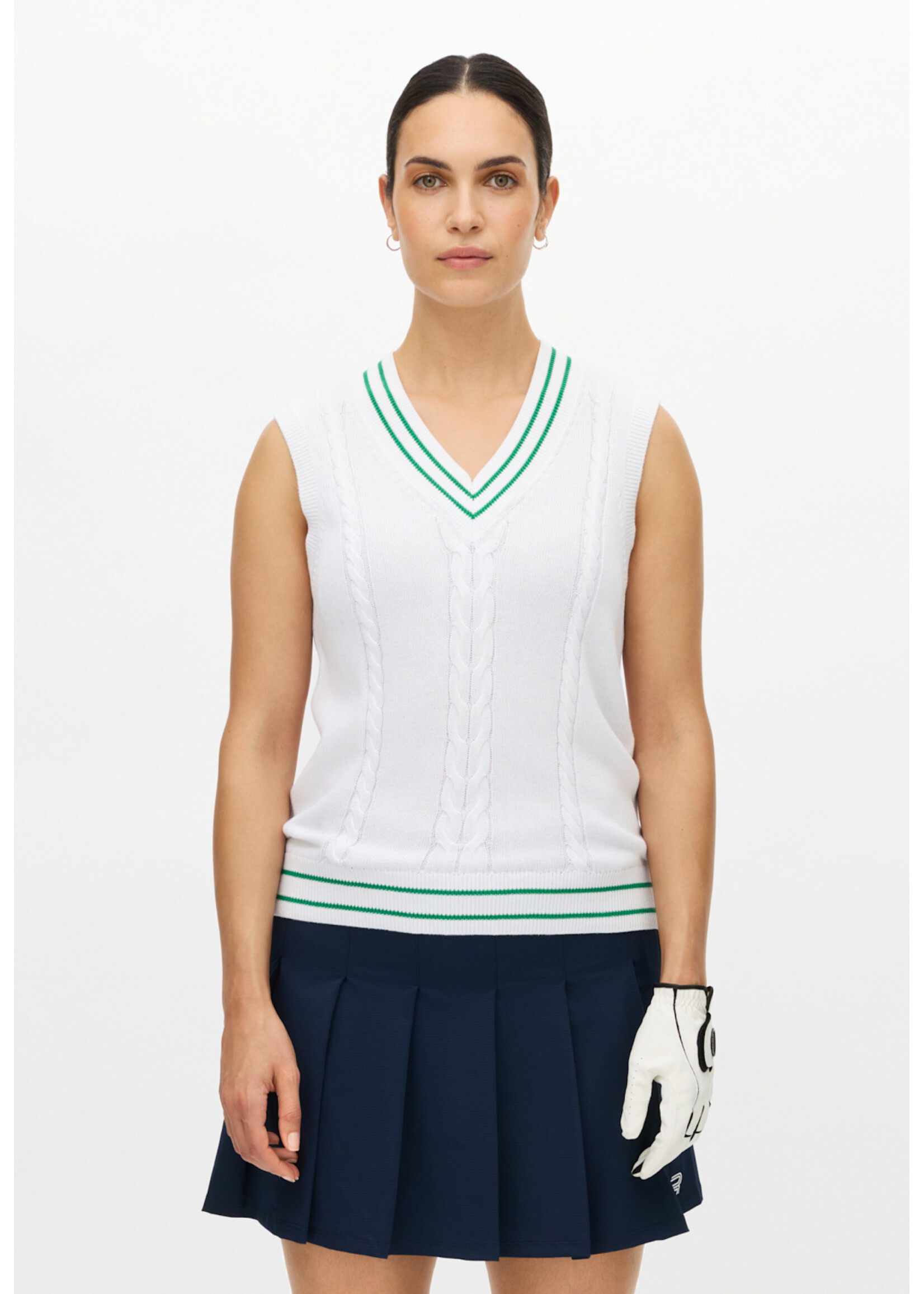 Rohnisch Rohnisch - Cotton Cable Vest - White/Green
