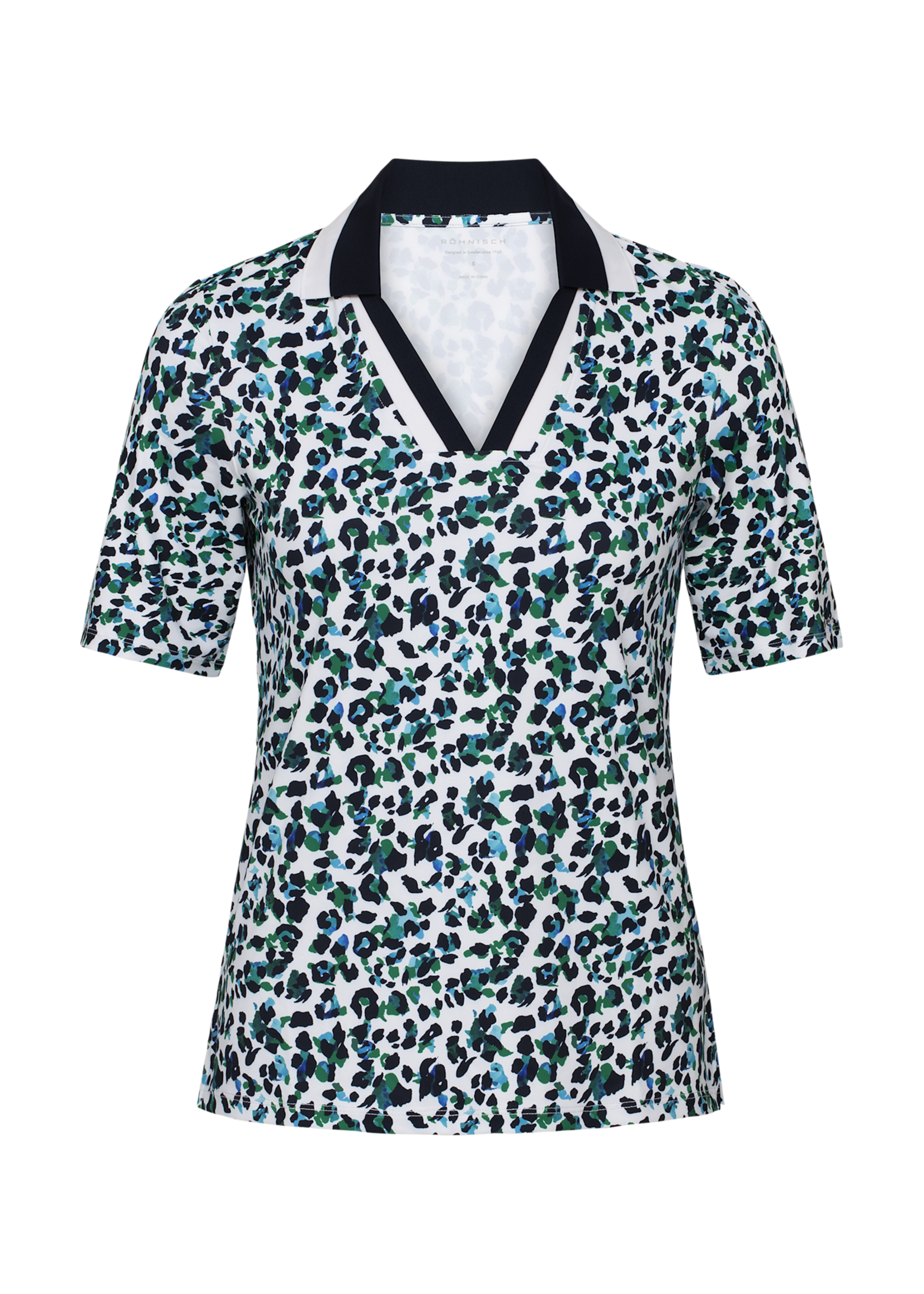 Rohnisch Rohnisch - Essential Polo - Leoprint Blue/Green