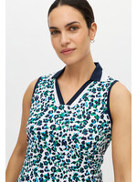 Rohnisch Rohnisch - Essential Sleeveless Polo - Leoprint Blue/Green
