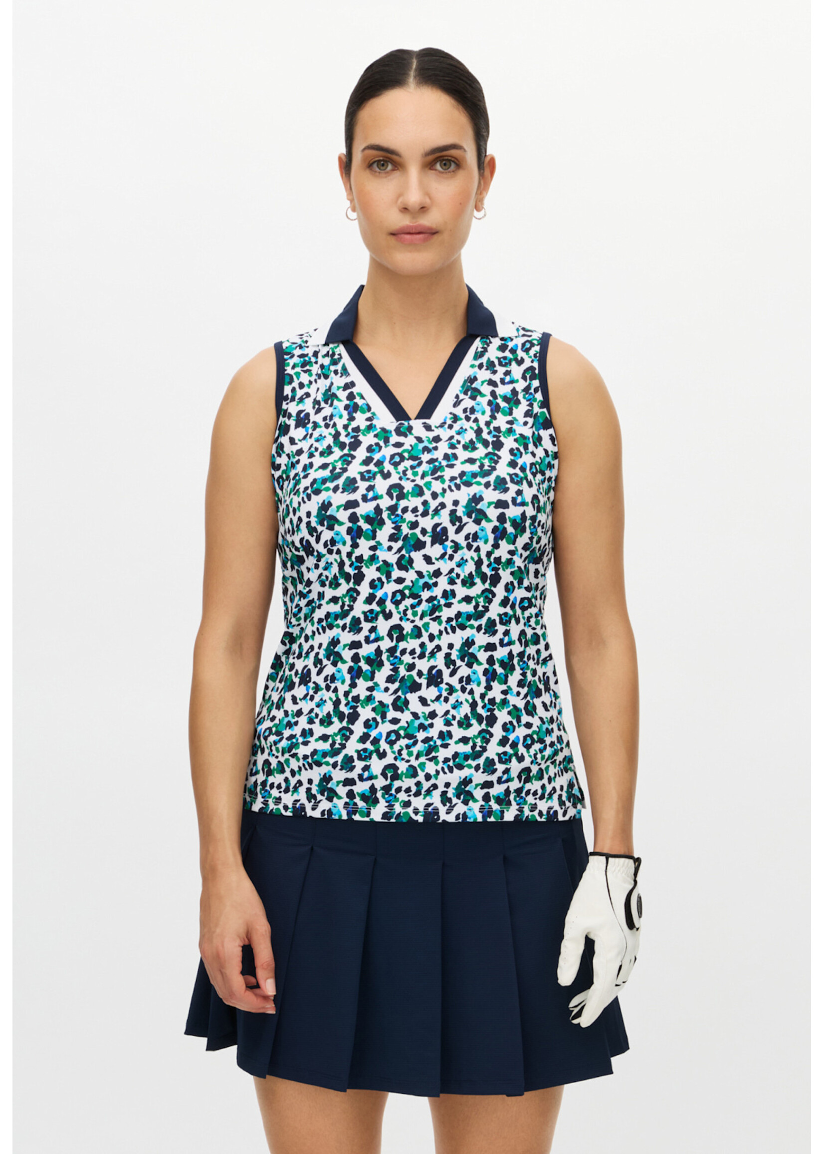 Rohnisch Rohnisch - Essential Sleeveless Polo - Leoprint Blue/Green