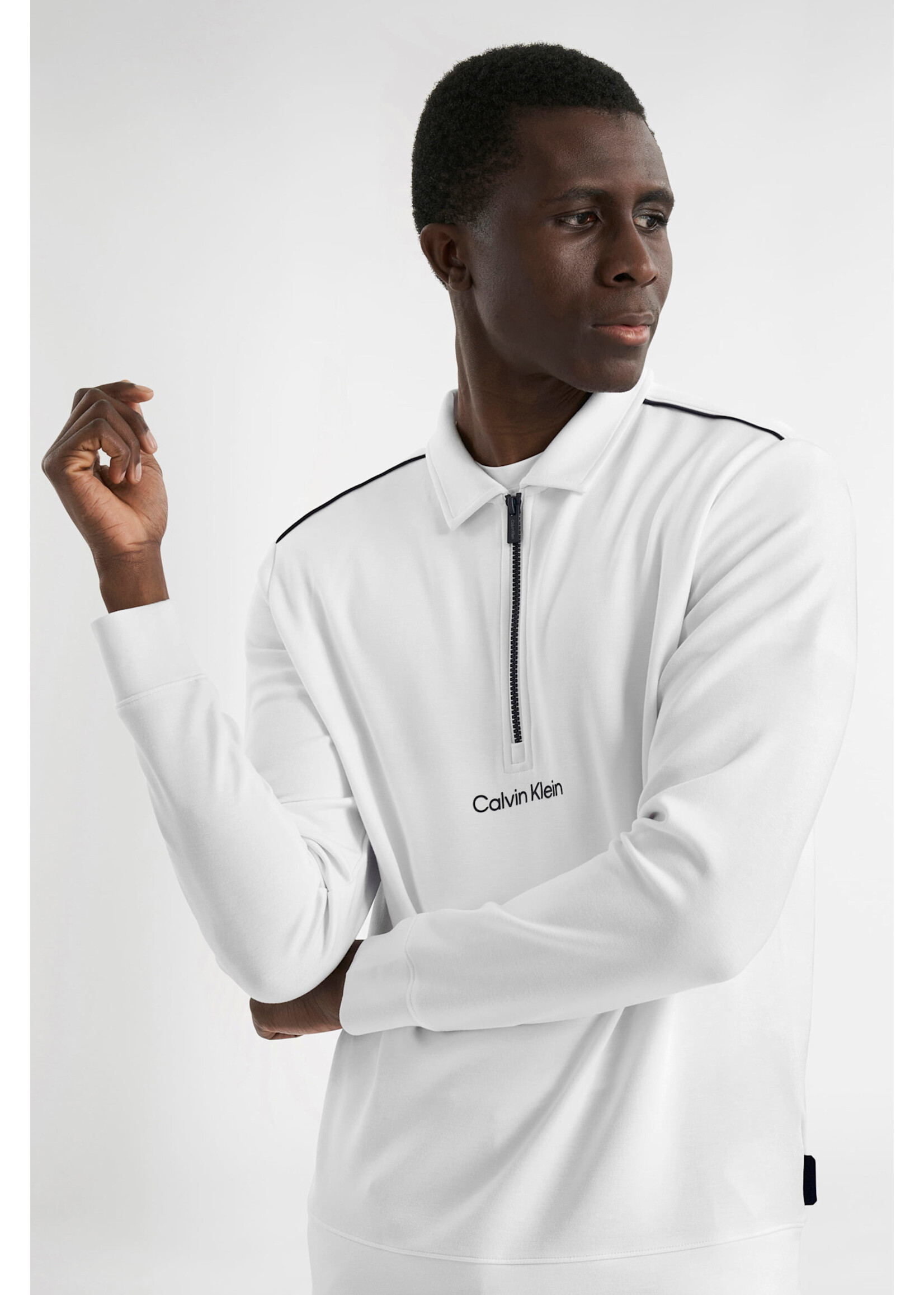 Calvin Klein Calvin Klein Rossmore Collared Half Zip - White -