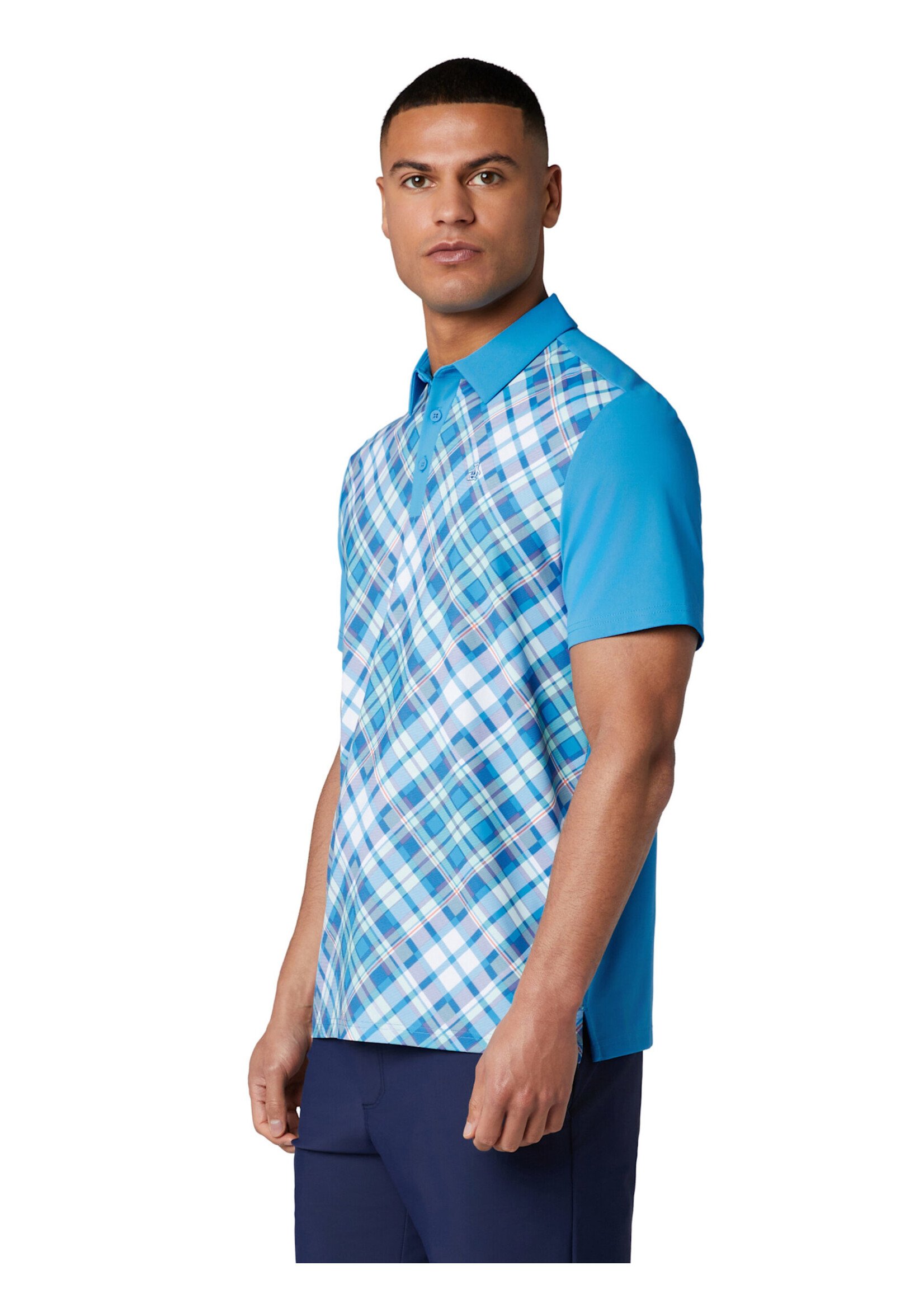 Callaway Original Penguin - 50's Block Madras Plaid Polo - Malibu Blue -