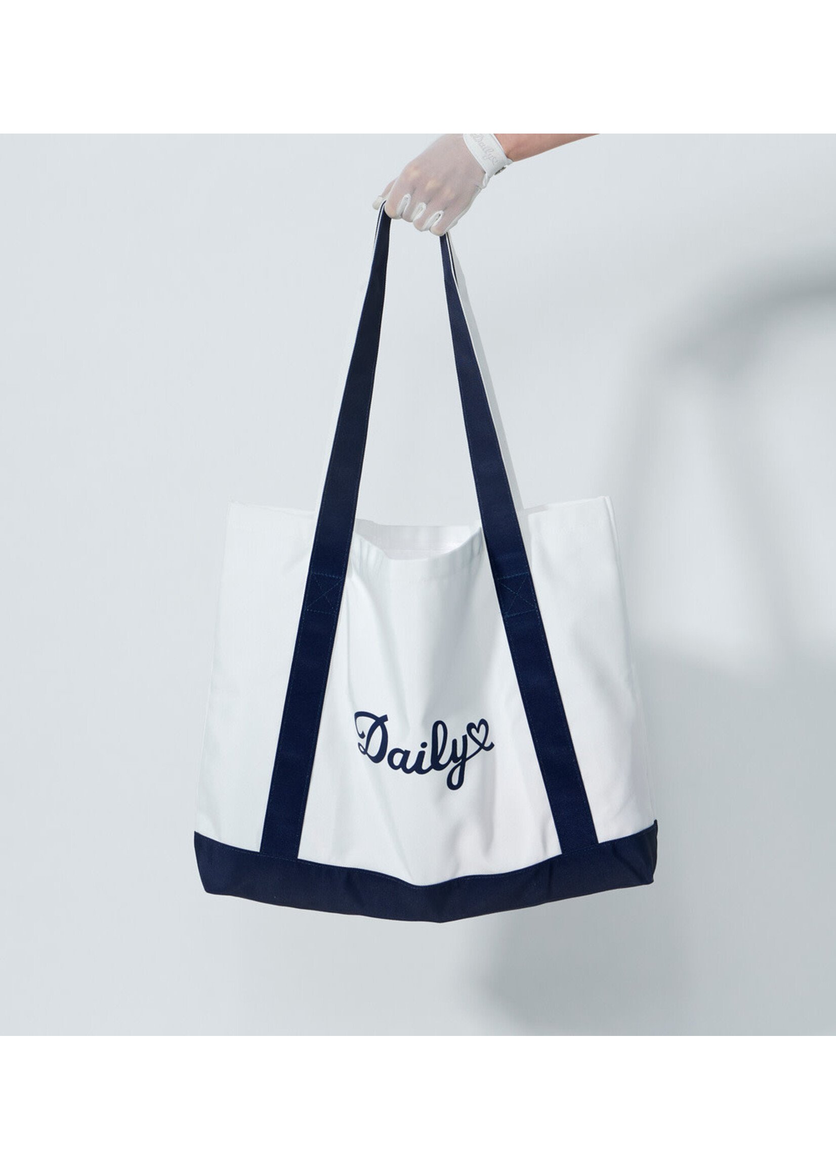 Daily Sports Daily - Canvas Tote Bag - White/Navy (590)