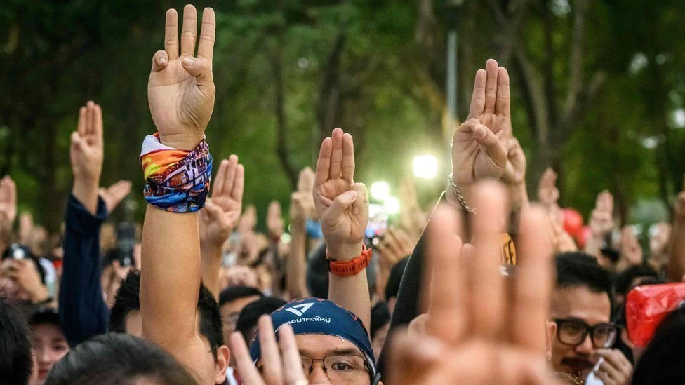 The 'Three finger salute' seen in the Hunger Games film series