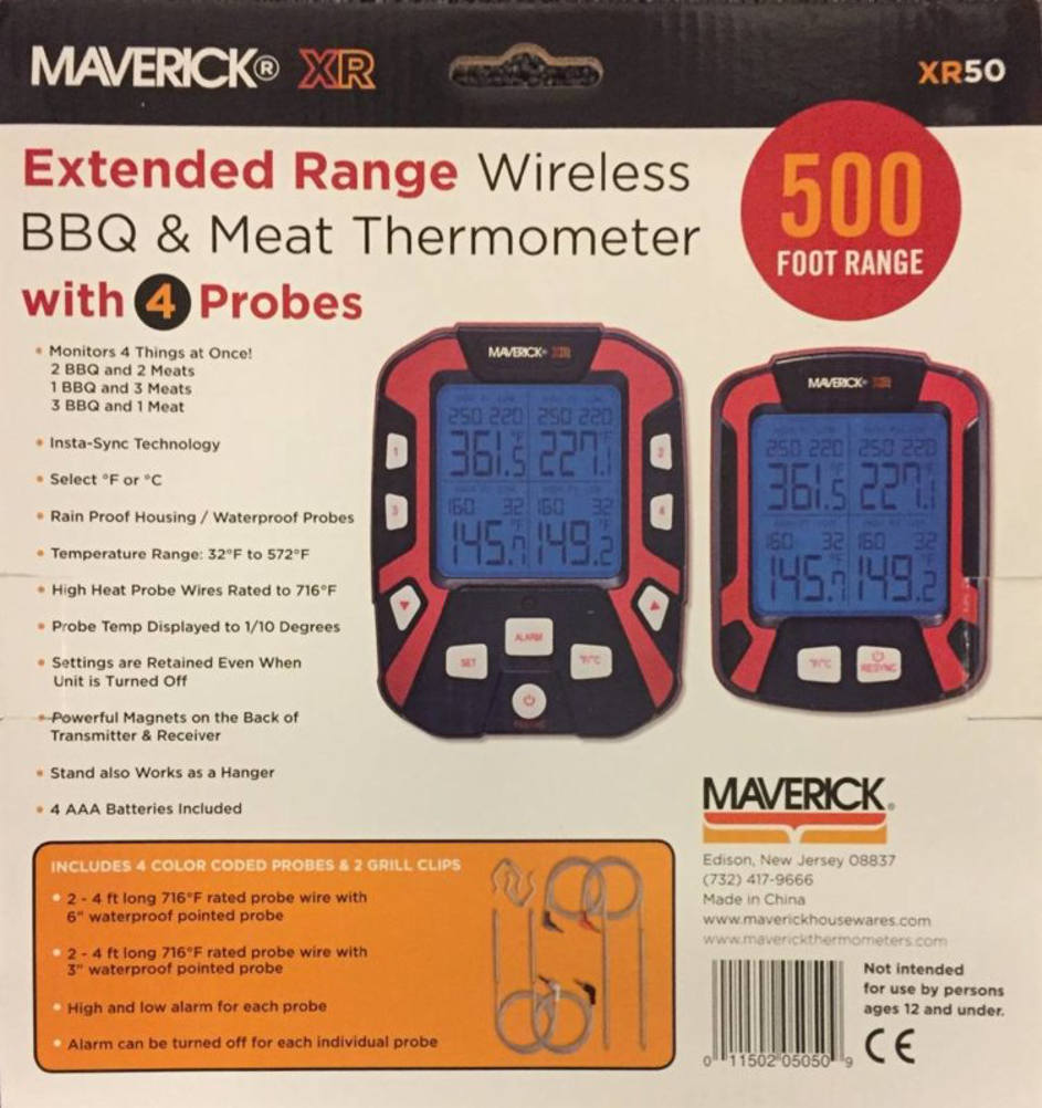 XR-50 Remote BBQ Smoker Thermometer with 4 Probes