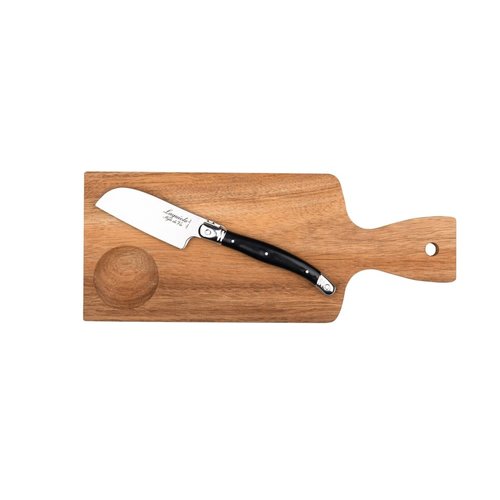  Laguiole Laguiole Acacia plankje met zwart Santoku kaasmes 