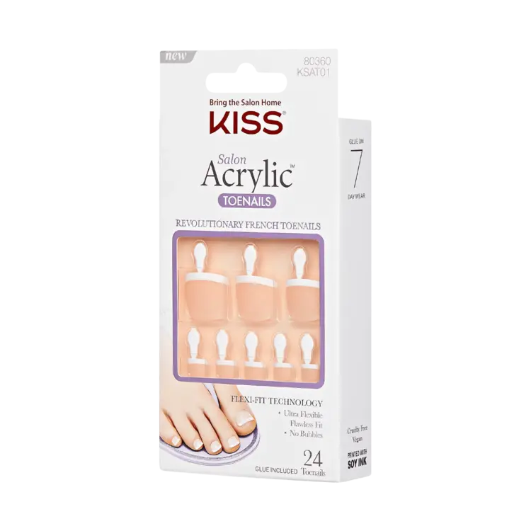 Kiss Salon Acrylic French Zehennägel - Walk Away