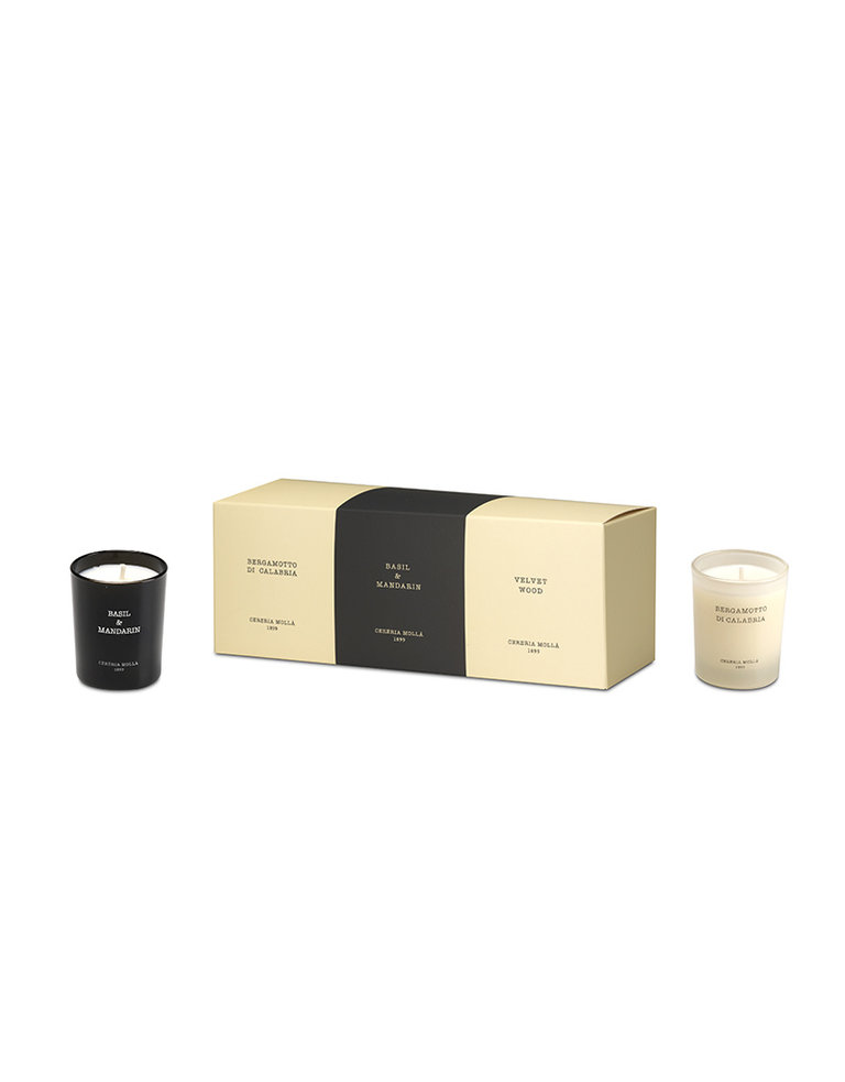 Cerería Mollá 1899 Small scented candle gift set  (3 x 70 g, bergamot, basil & mandarin, velvet wood)