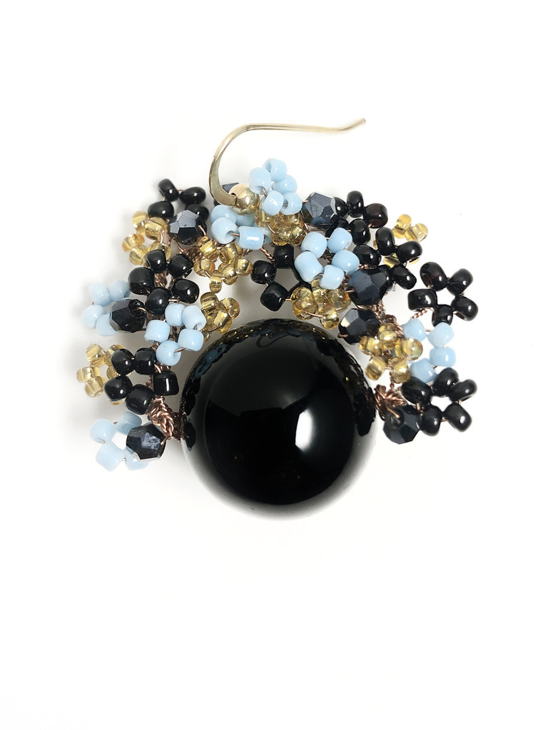 Agata Treasures Gemma turkoois, goud en zwarte onyx oorbellen