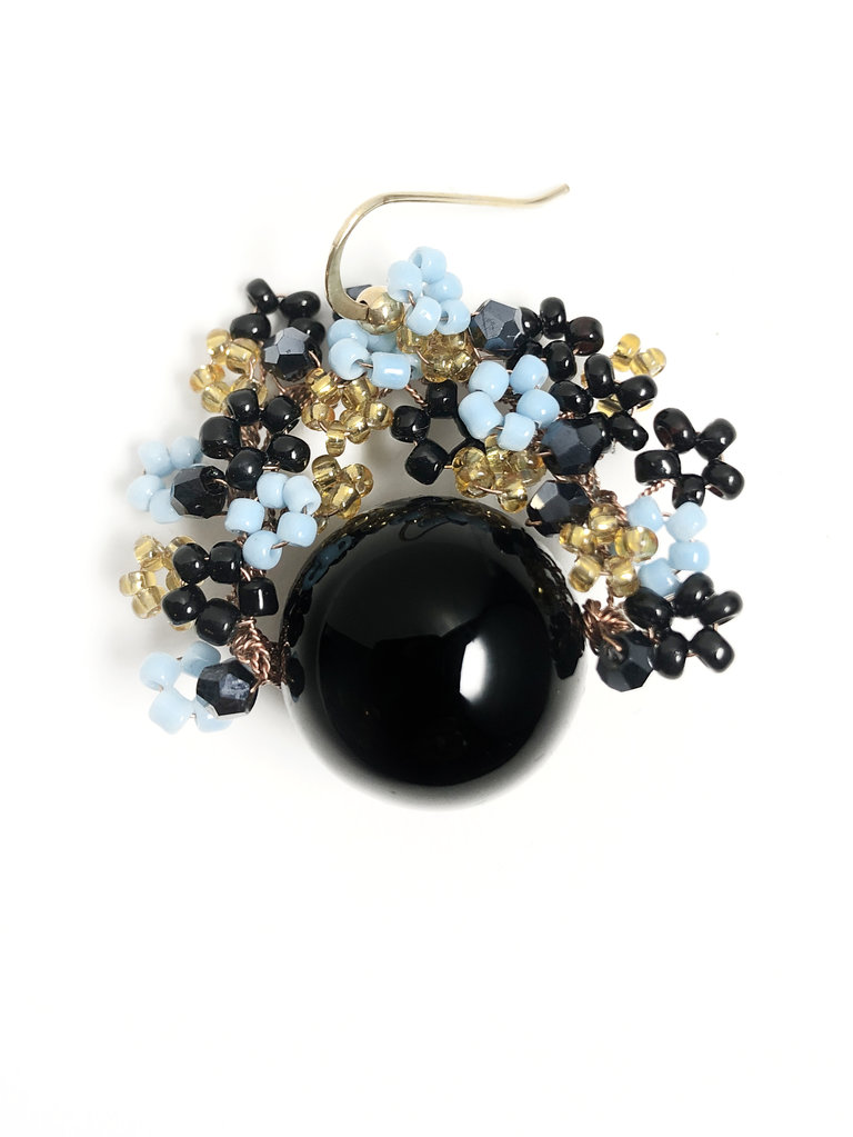 Agata Treasures Gemma turqoise, gold and black onyx earrings