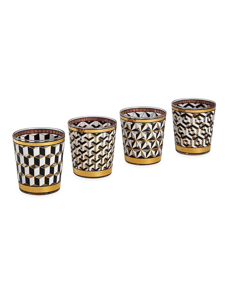 Jonathan Adler Boxed versailles glassware set - black/white