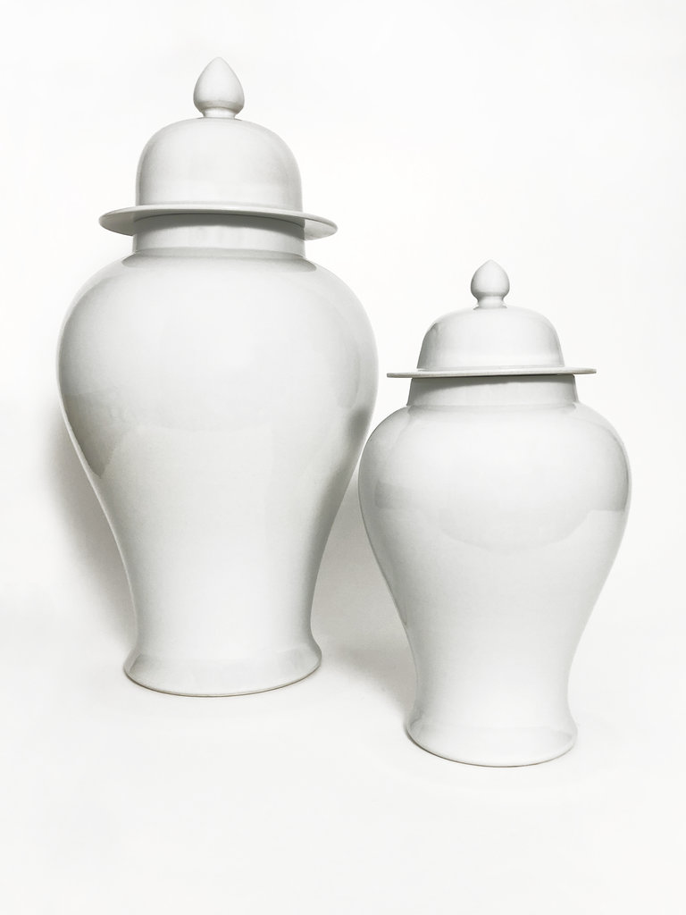 White porcelain temple jar, large