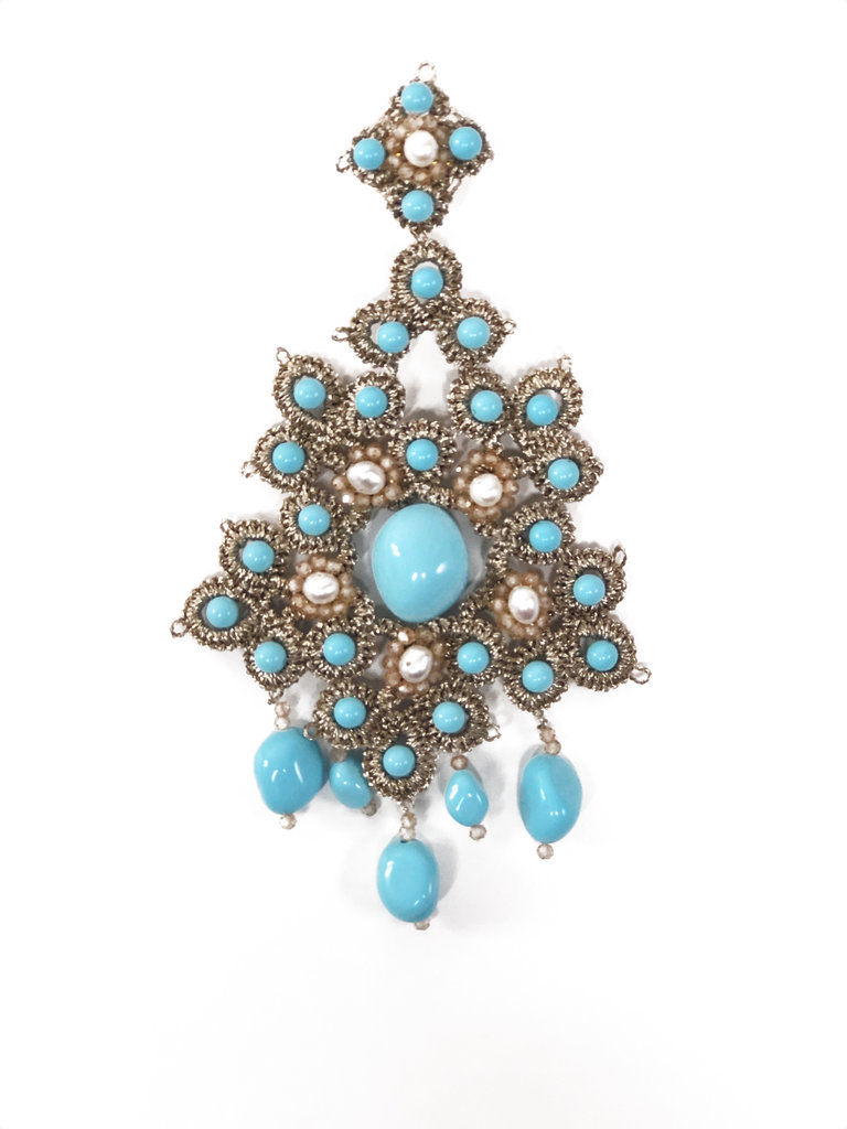 Agata Treasures Ibla blauw turkoois en parel oorbellen