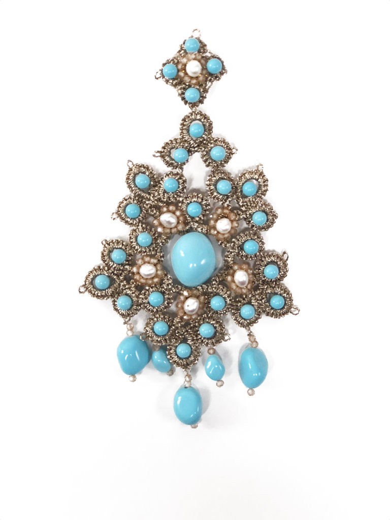 Agata Treasures Ibla blue turquoise and pearl earrings