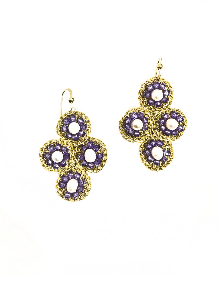 Agata Treasures Palermo amethyst and pearl earrings