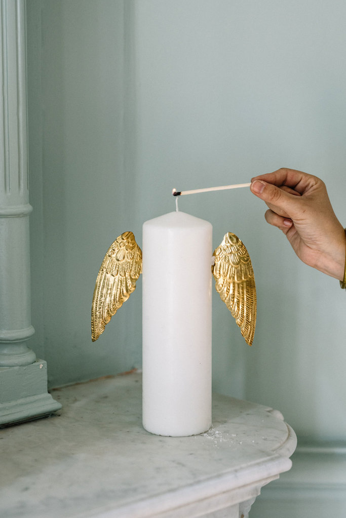 Boncoeurs Kaars decoratie - vleugels