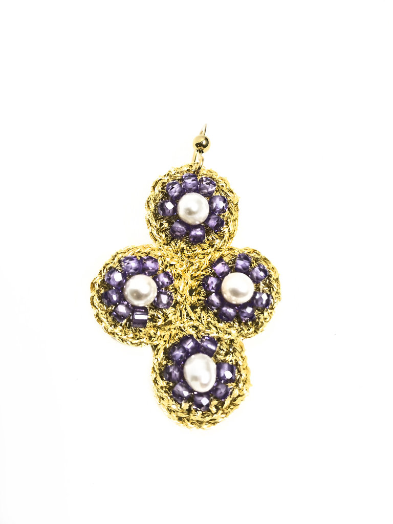 Agata Treasures Palermo amethyst and pearl earrings