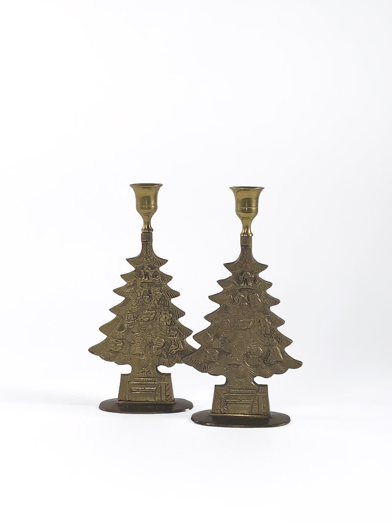 Vintage Christmas tree candle holders