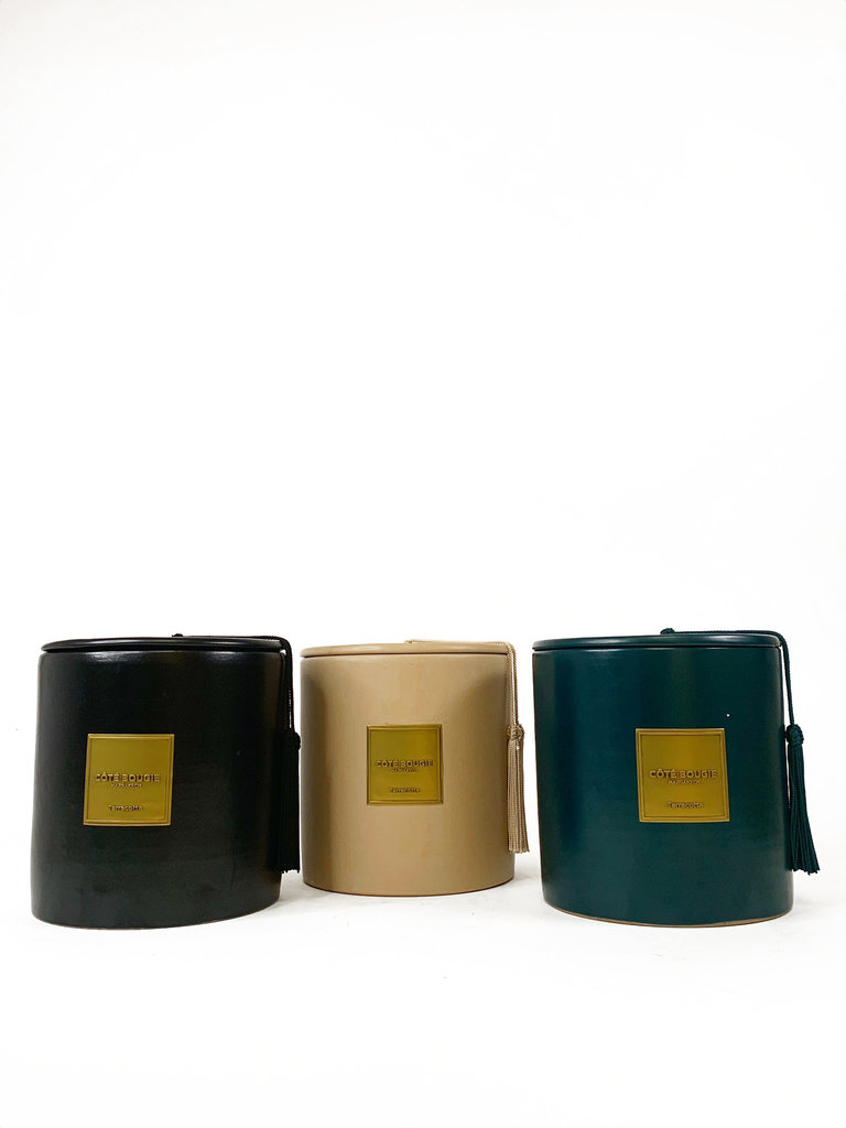 Côté Bougie Mint & Tea scented candle in peacock blue jar – Medium